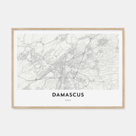 Damascus Map Landscape Poster