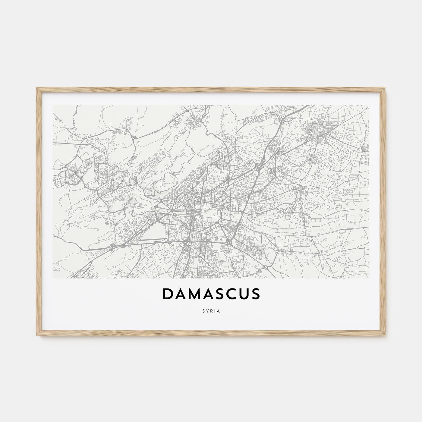 Damascus Map Landscape Poster
