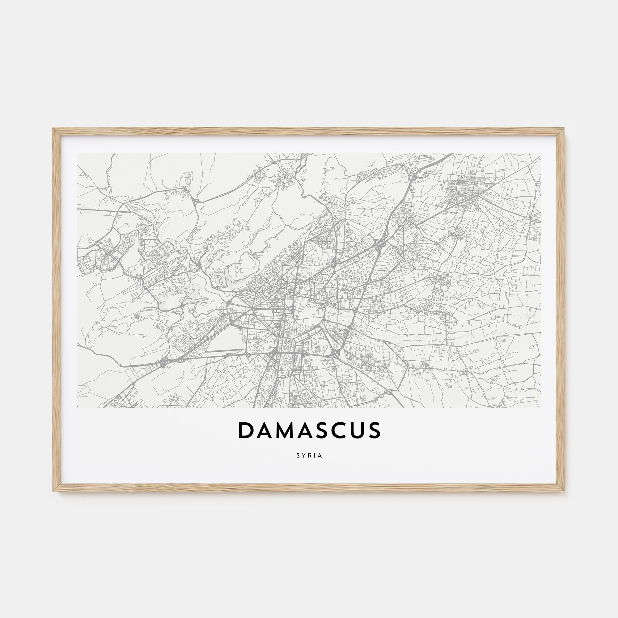 Damascus Map Landscape Poster
