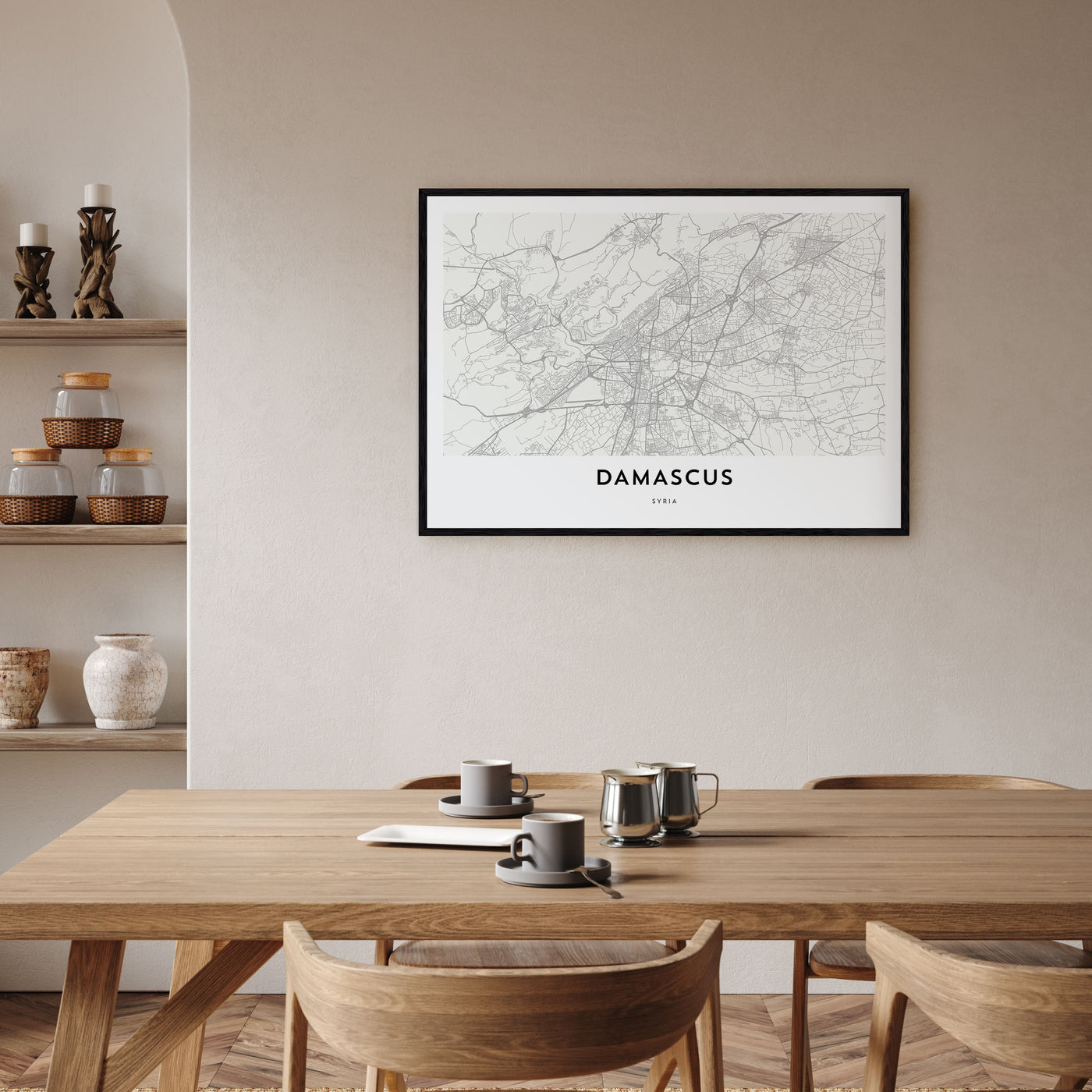 Damascus Map Landscape Poster