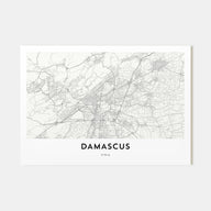 Damascus Map Landscape Poster