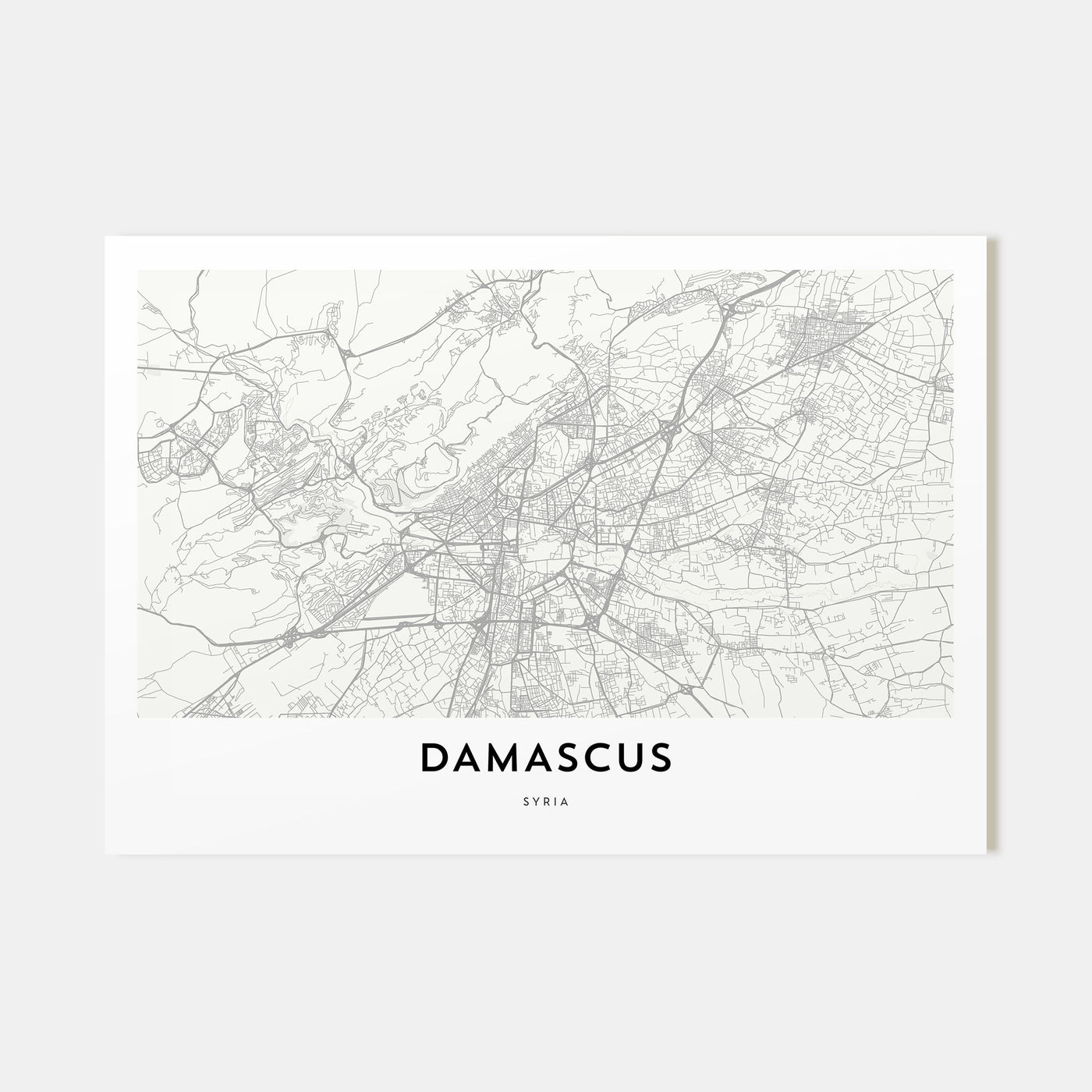 Damascus Map Landscape Poster