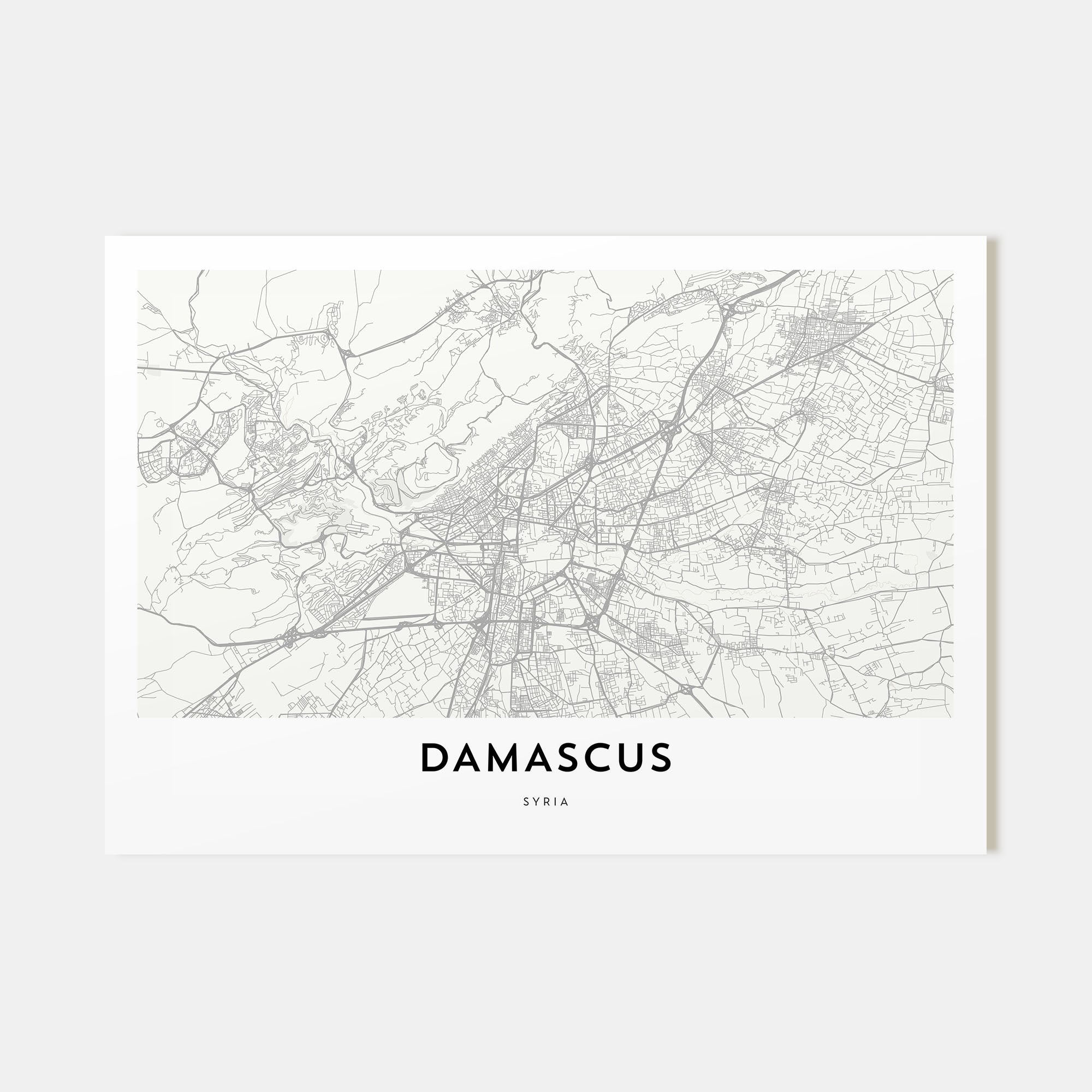 Damascus Map Landscape Poster