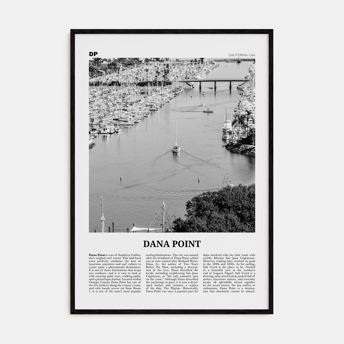 Dana Point Travel B&W Poster