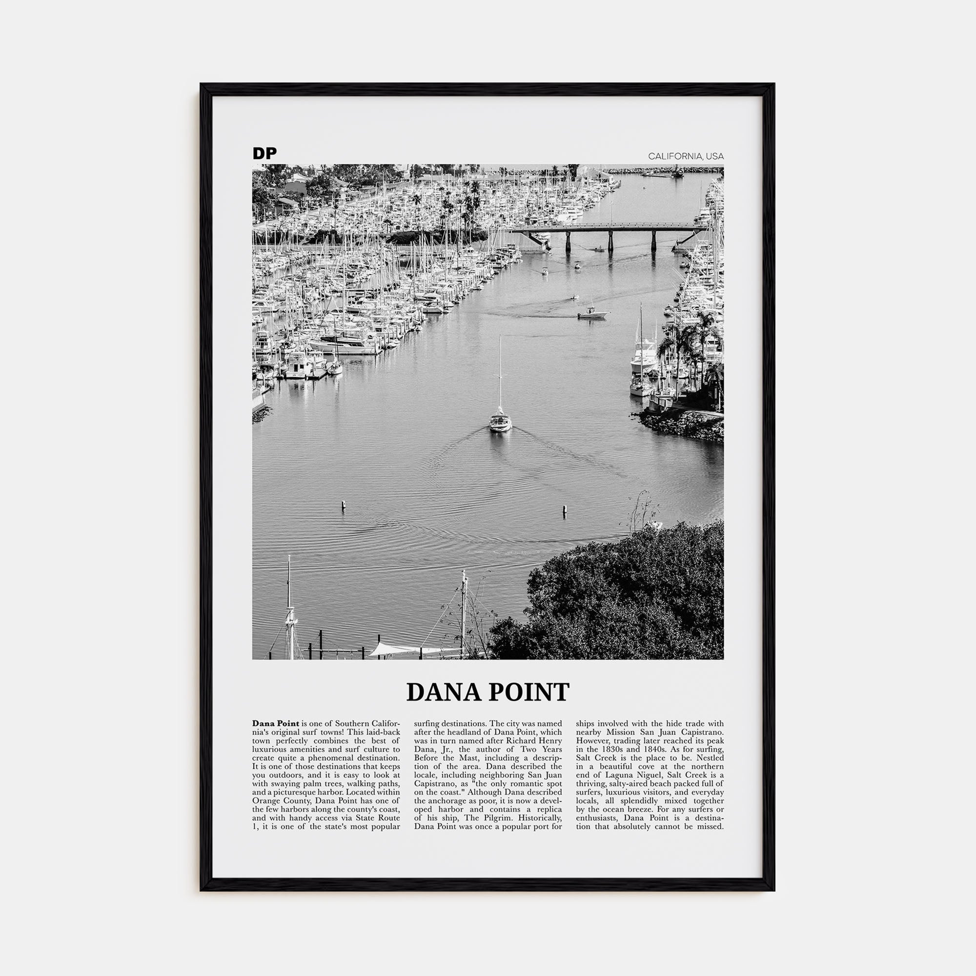 Dana Point Travel B&W Poster