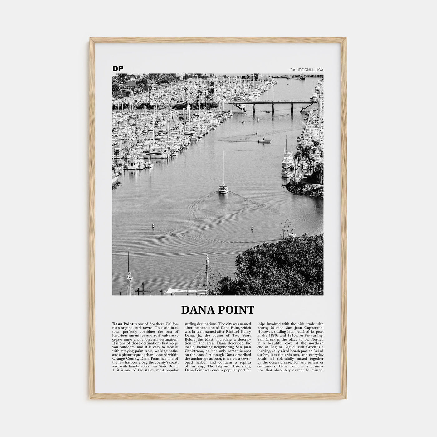 Dana Point Travel B&W Poster