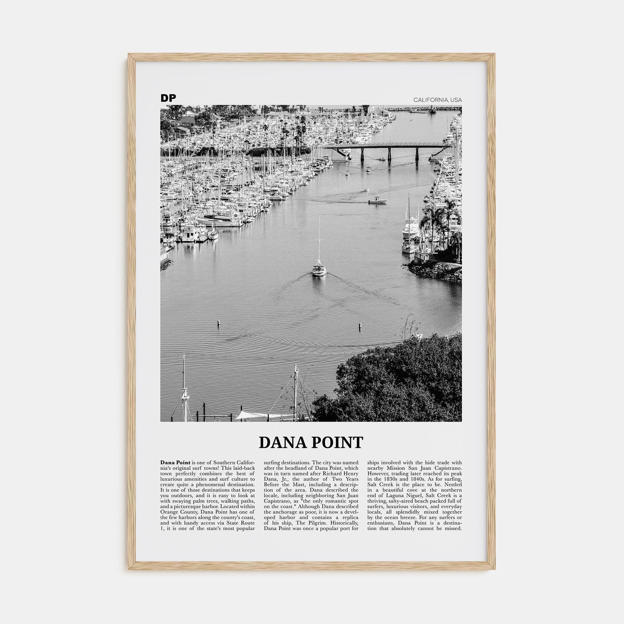 Dana Point Travel B&W Poster