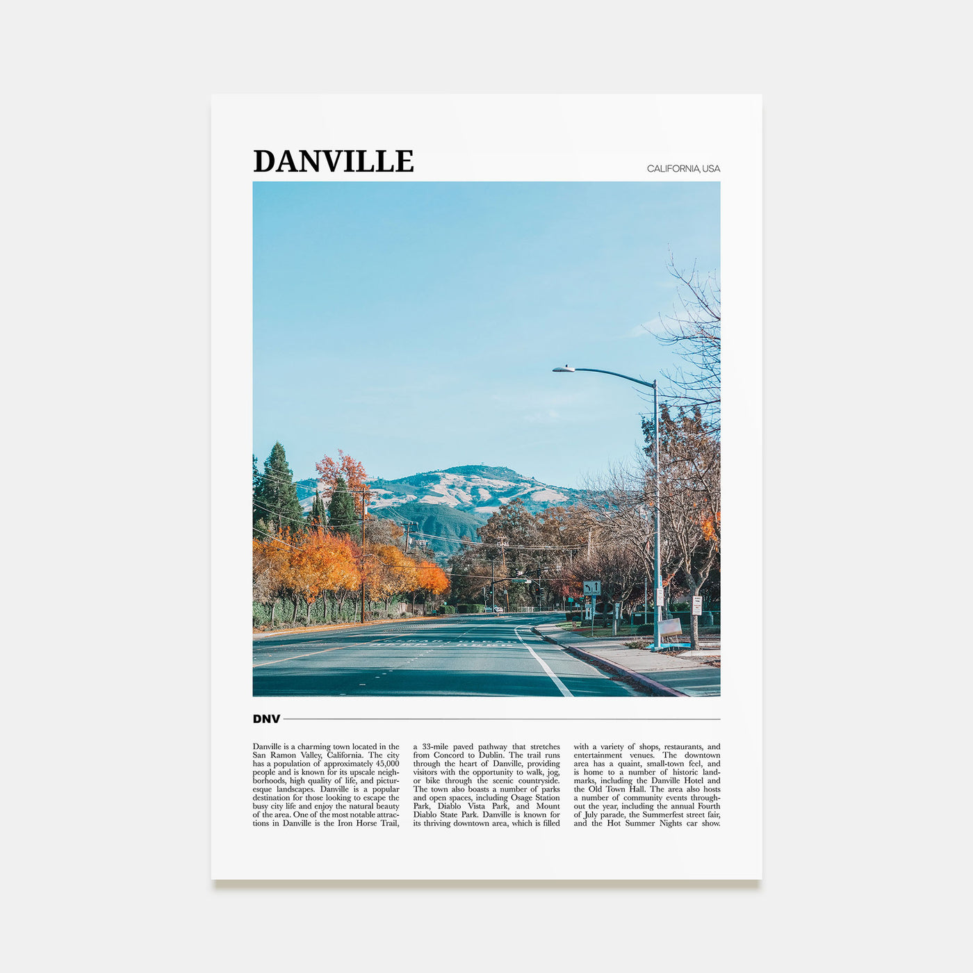 Danville, California Travel Color Poster