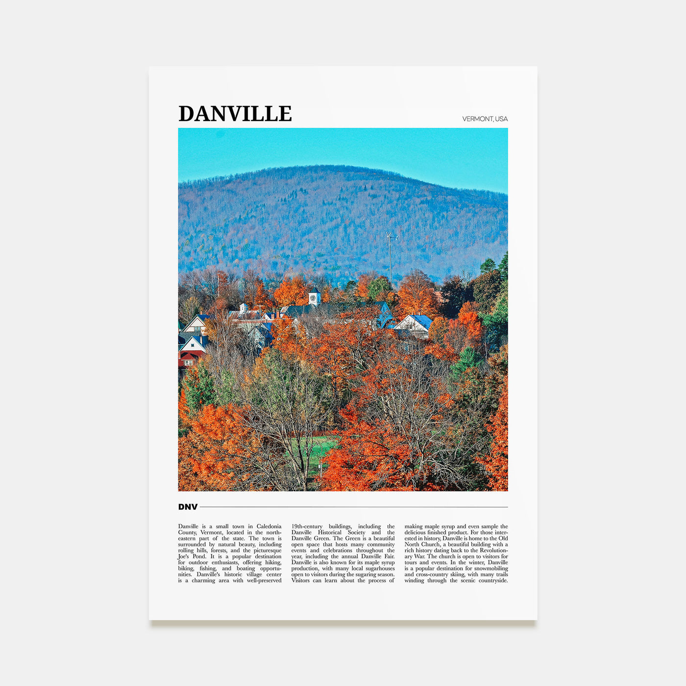 Danville, Vermont Travel Color Poster