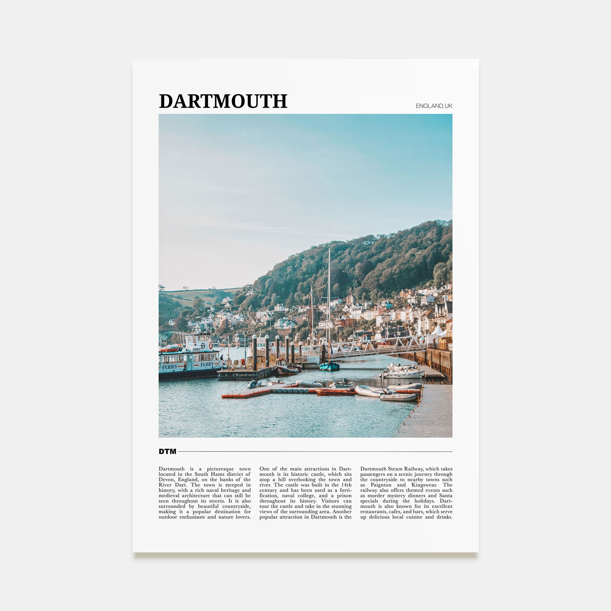 Dartmouth, England Travel Color Poster
