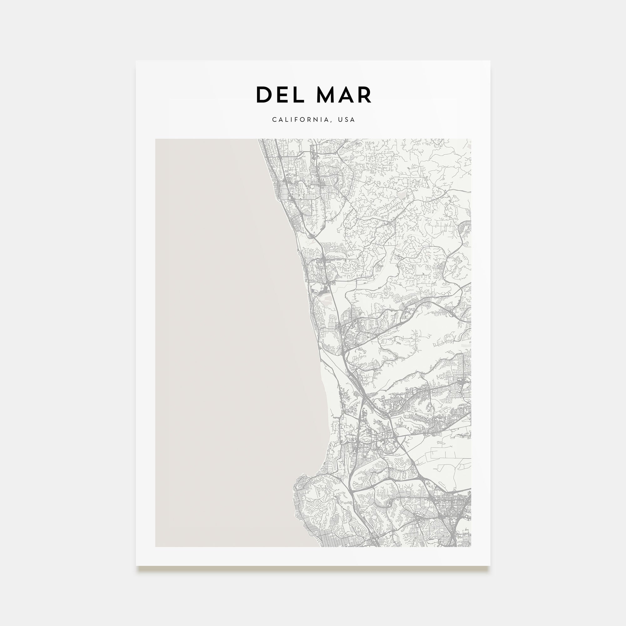 Del Mar Map Portrait Poster