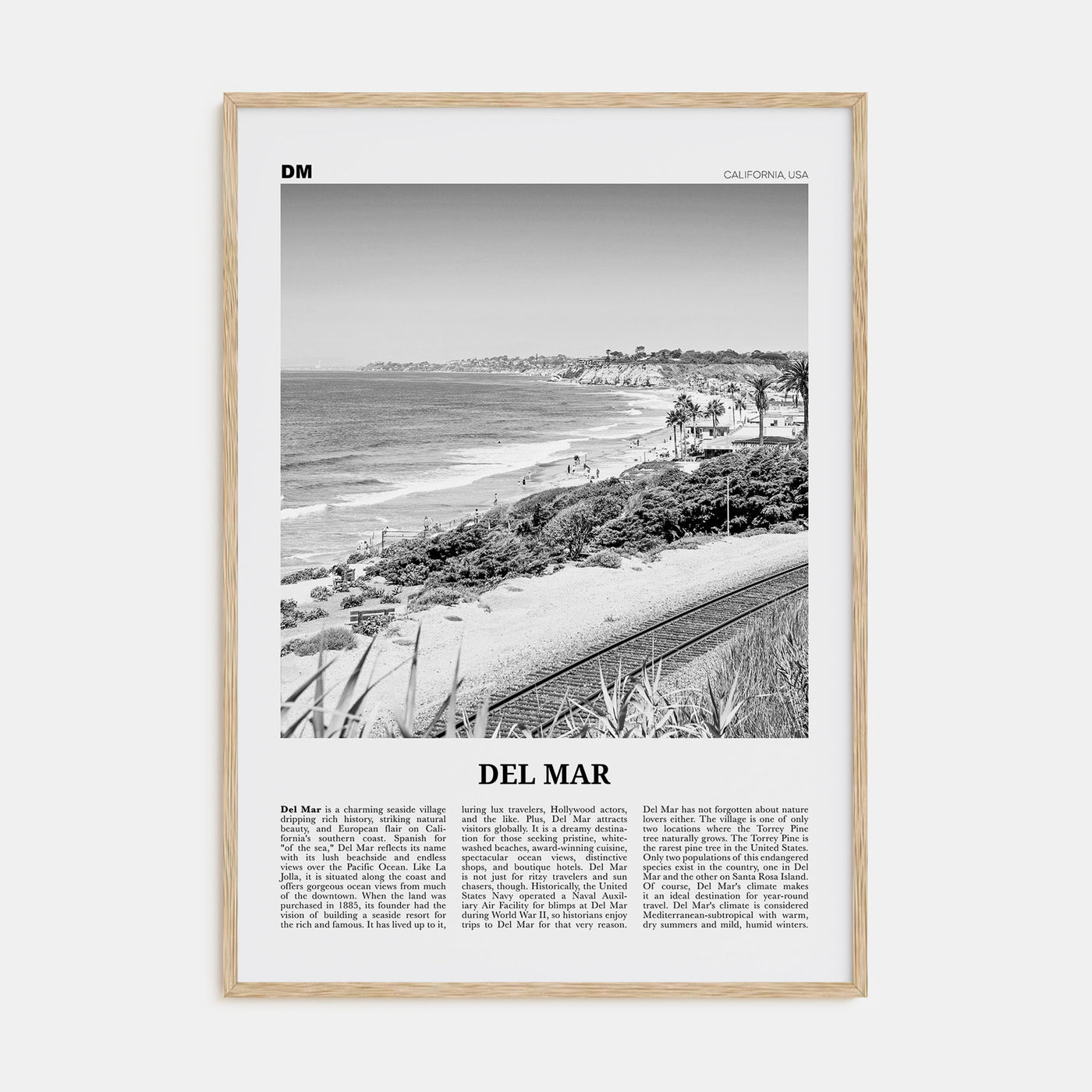 Del Mar Travel B&W No 2 Poster