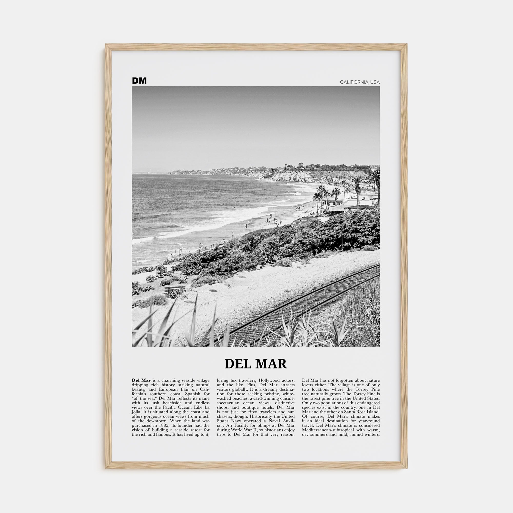 Del Mar Travel B&W No 2 Poster