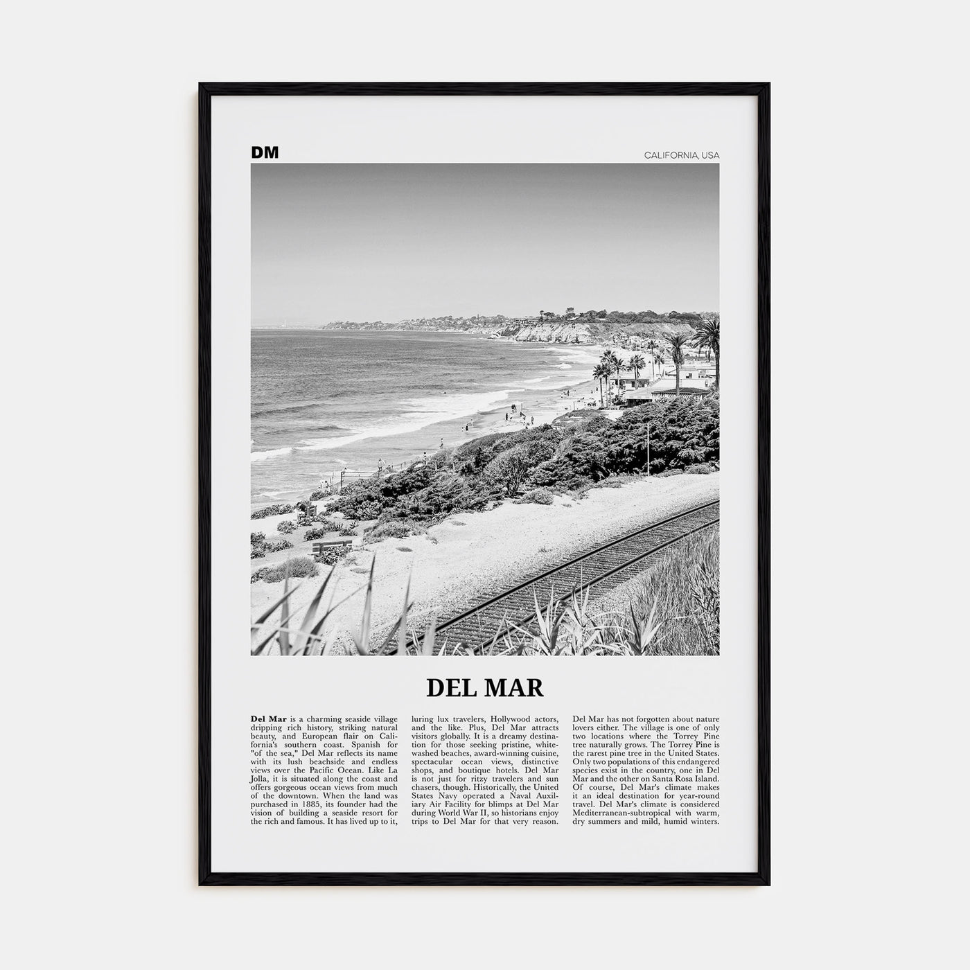 Del Mar Travel B&W No 2 Poster