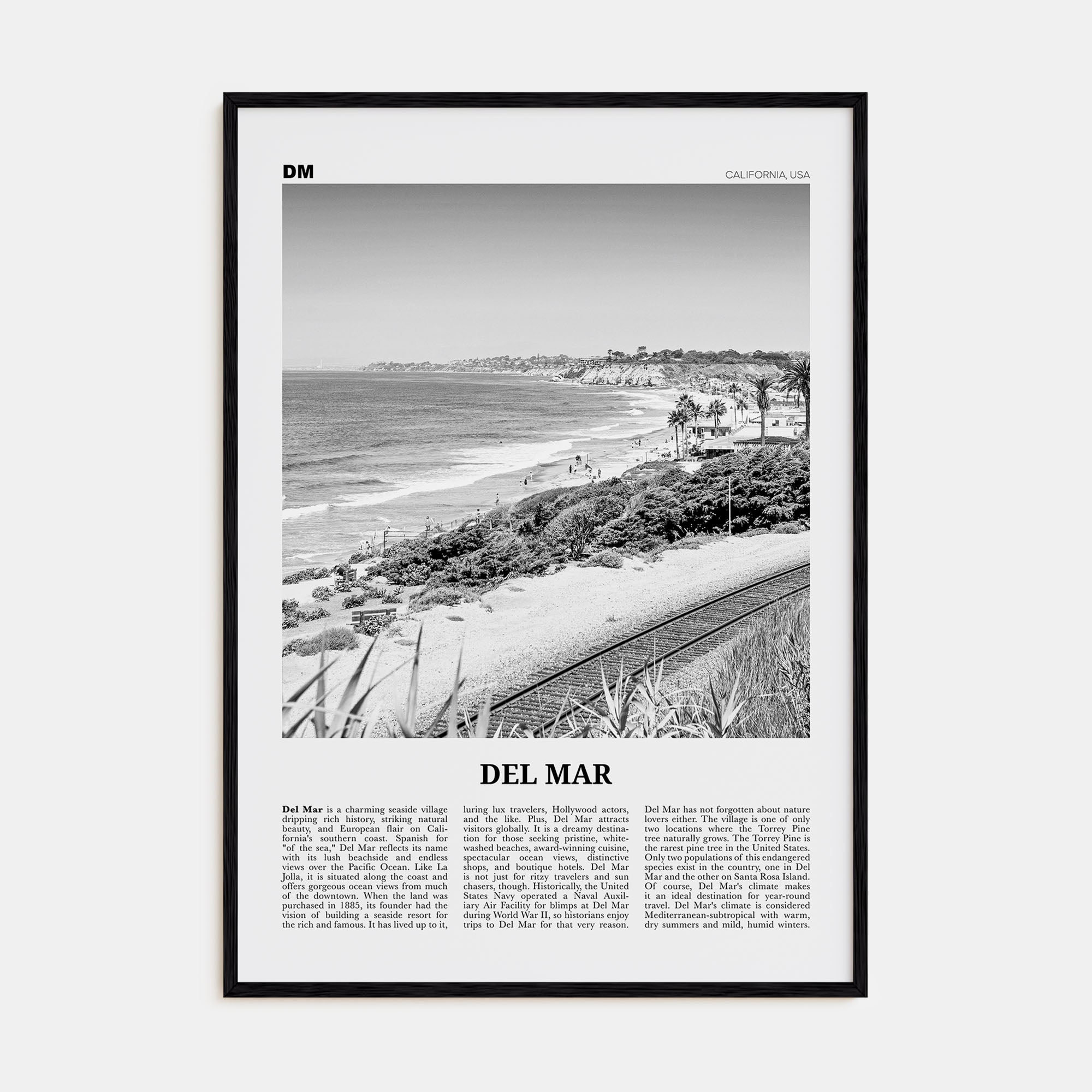 Del Mar Travel B&W No 2 Poster