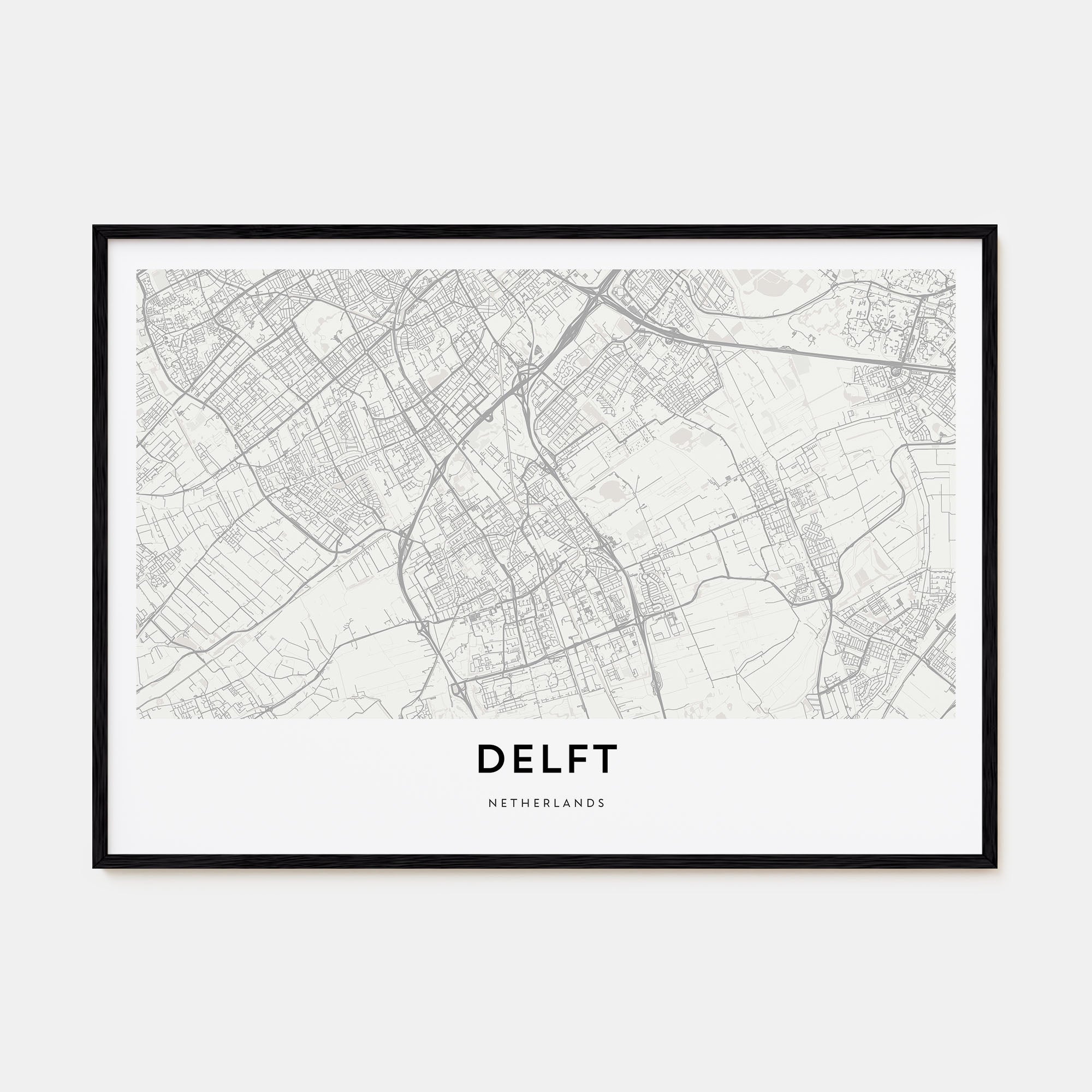 Delft Map Landscape Poster