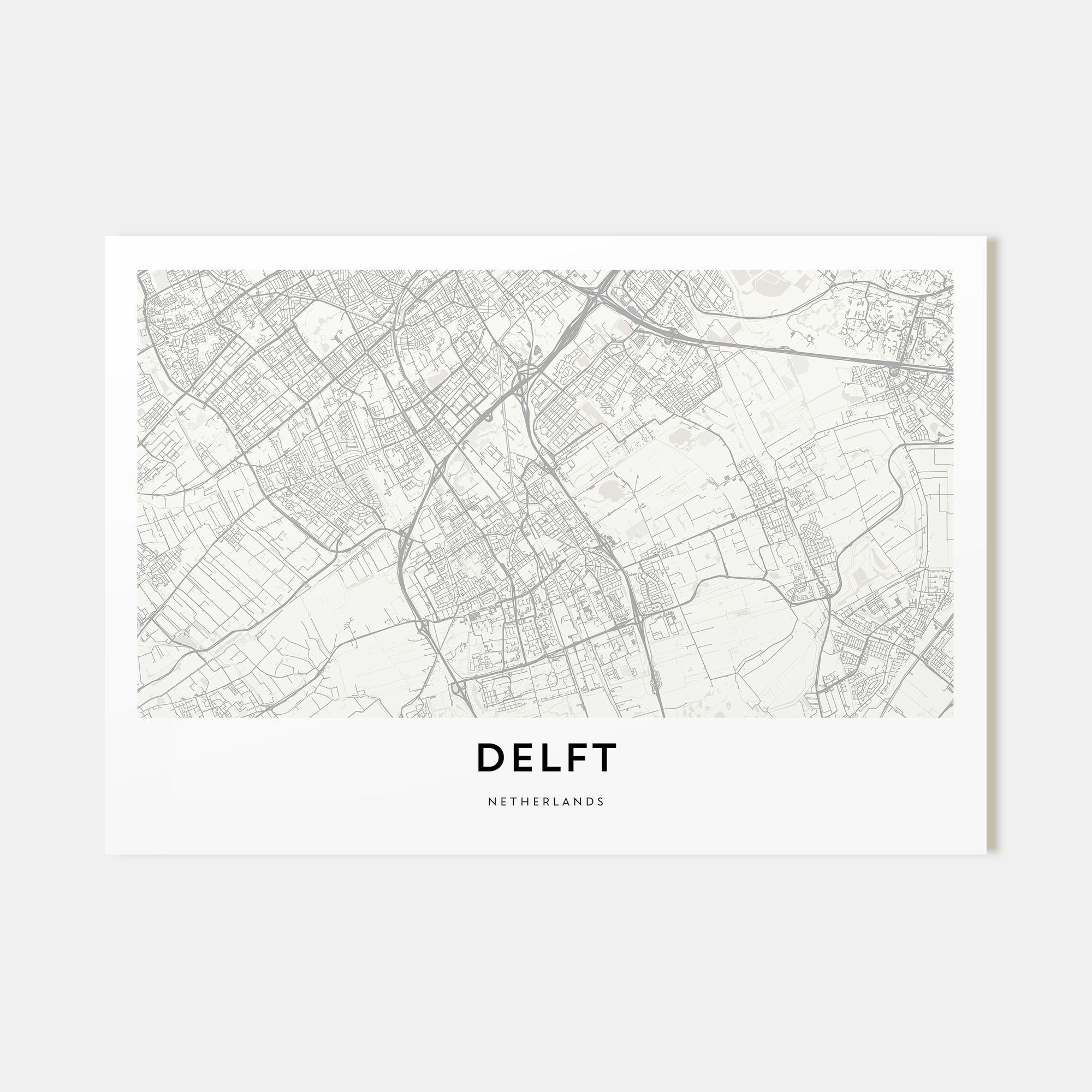 Delft Map Landscape Poster