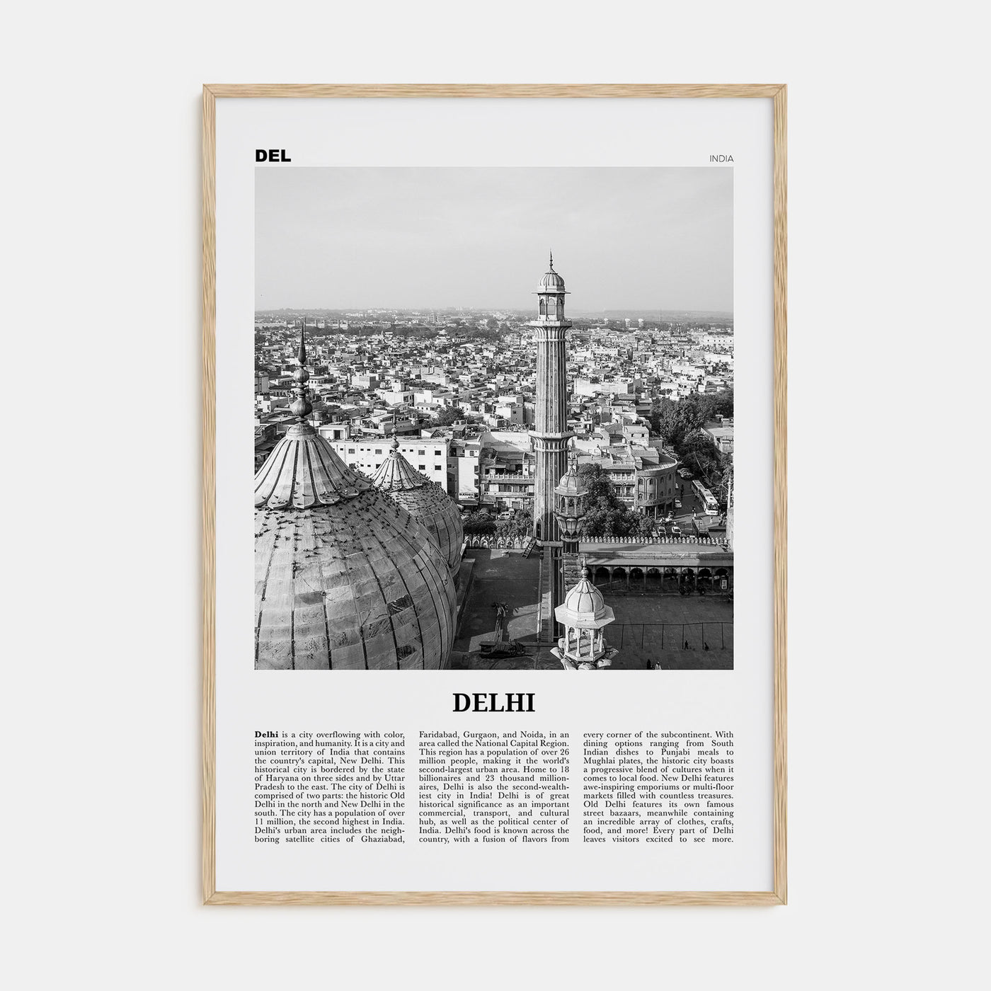 Delhi Travel B&W Poster