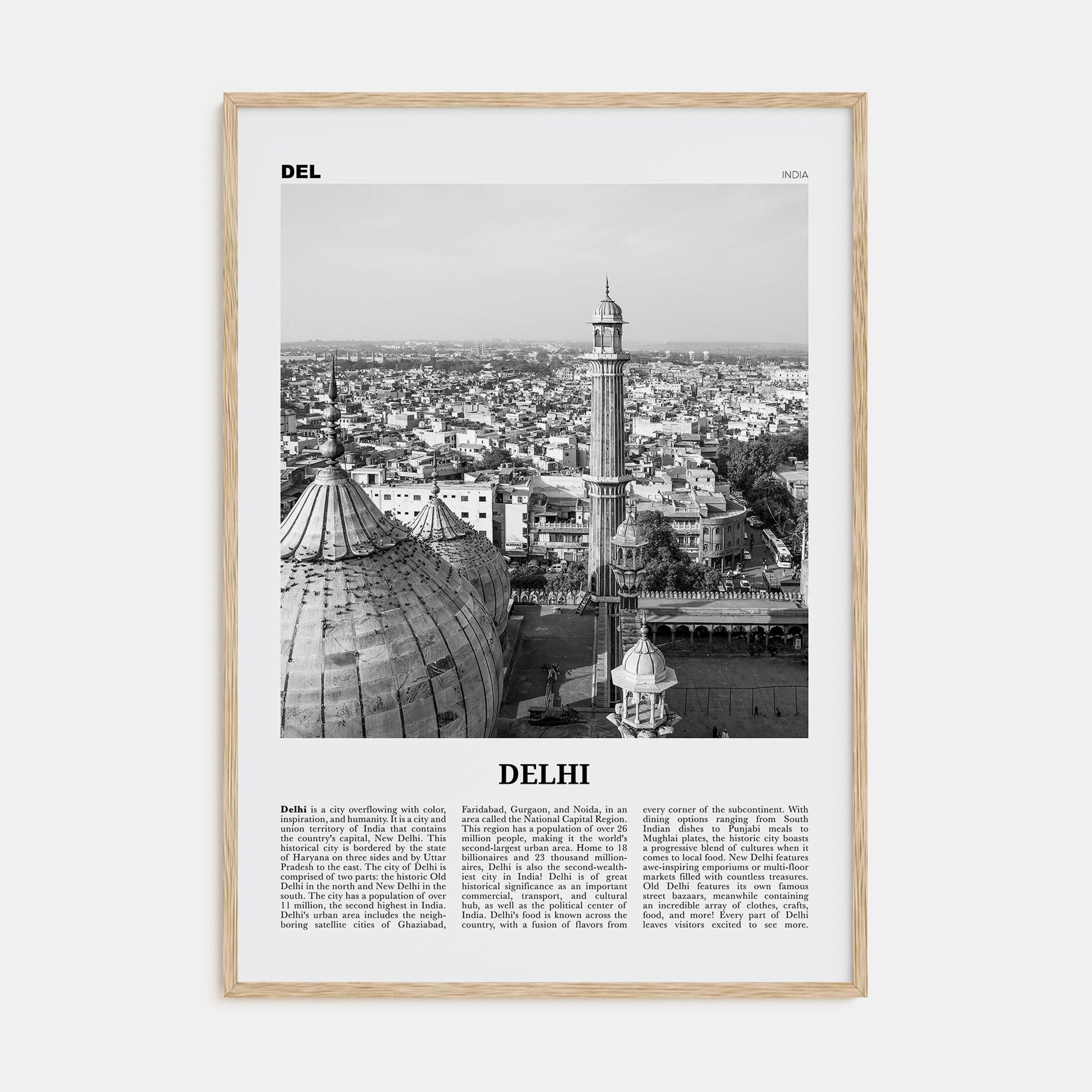 Delhi Travel B&W Poster