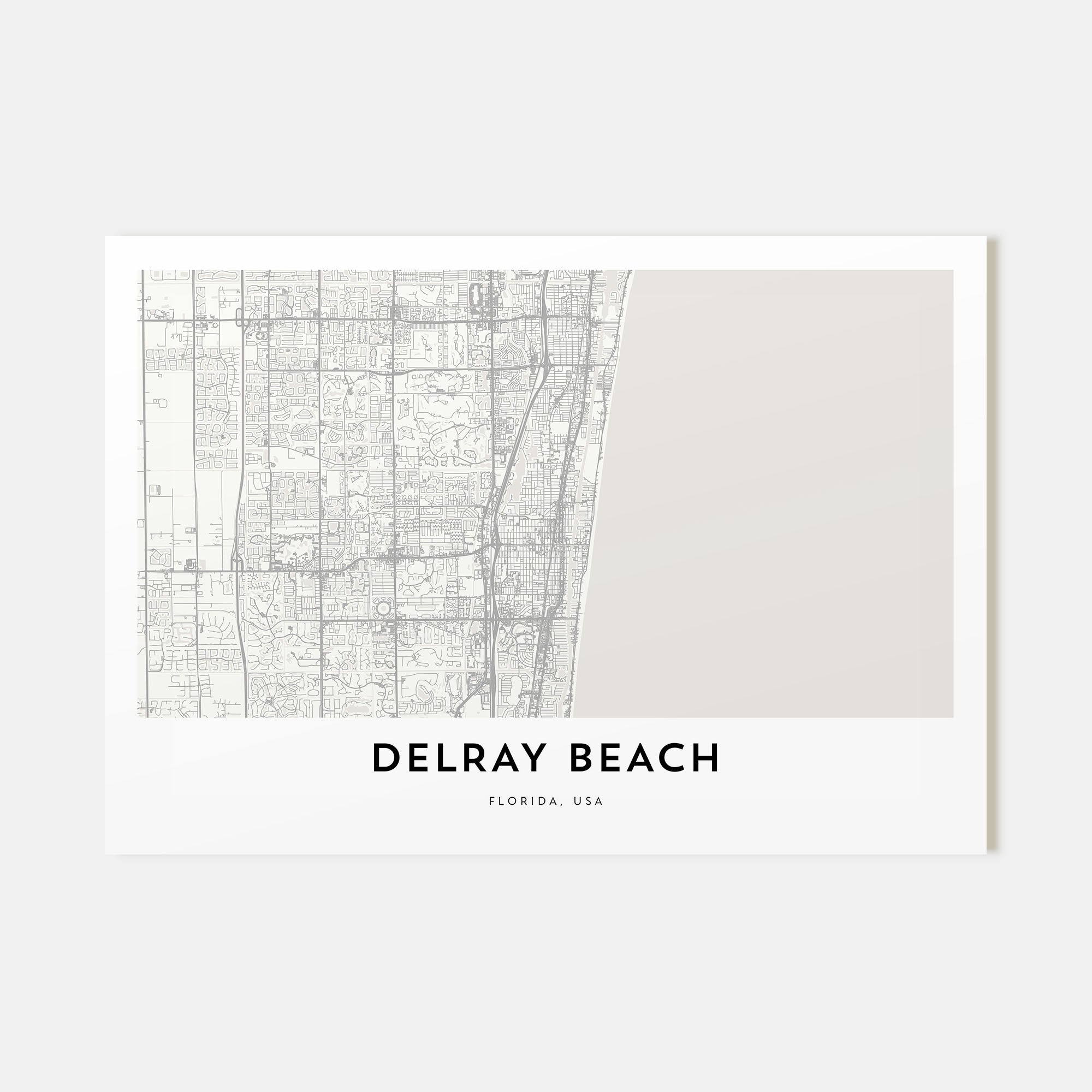 Delray Beach Map Landscape Poster