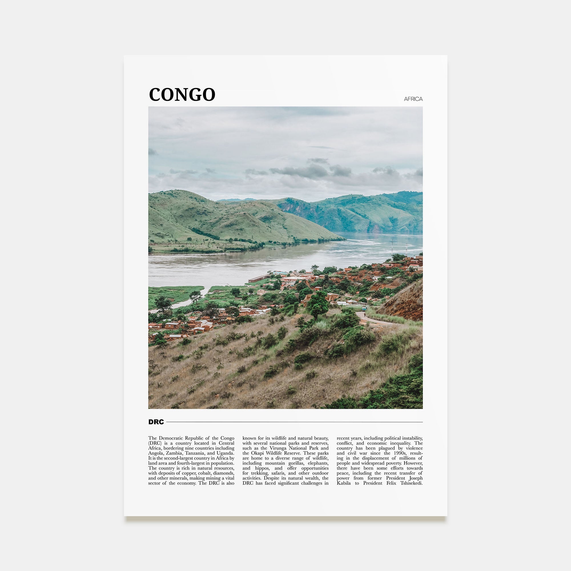 Democratic Republic of the Congo Travel Color Poster