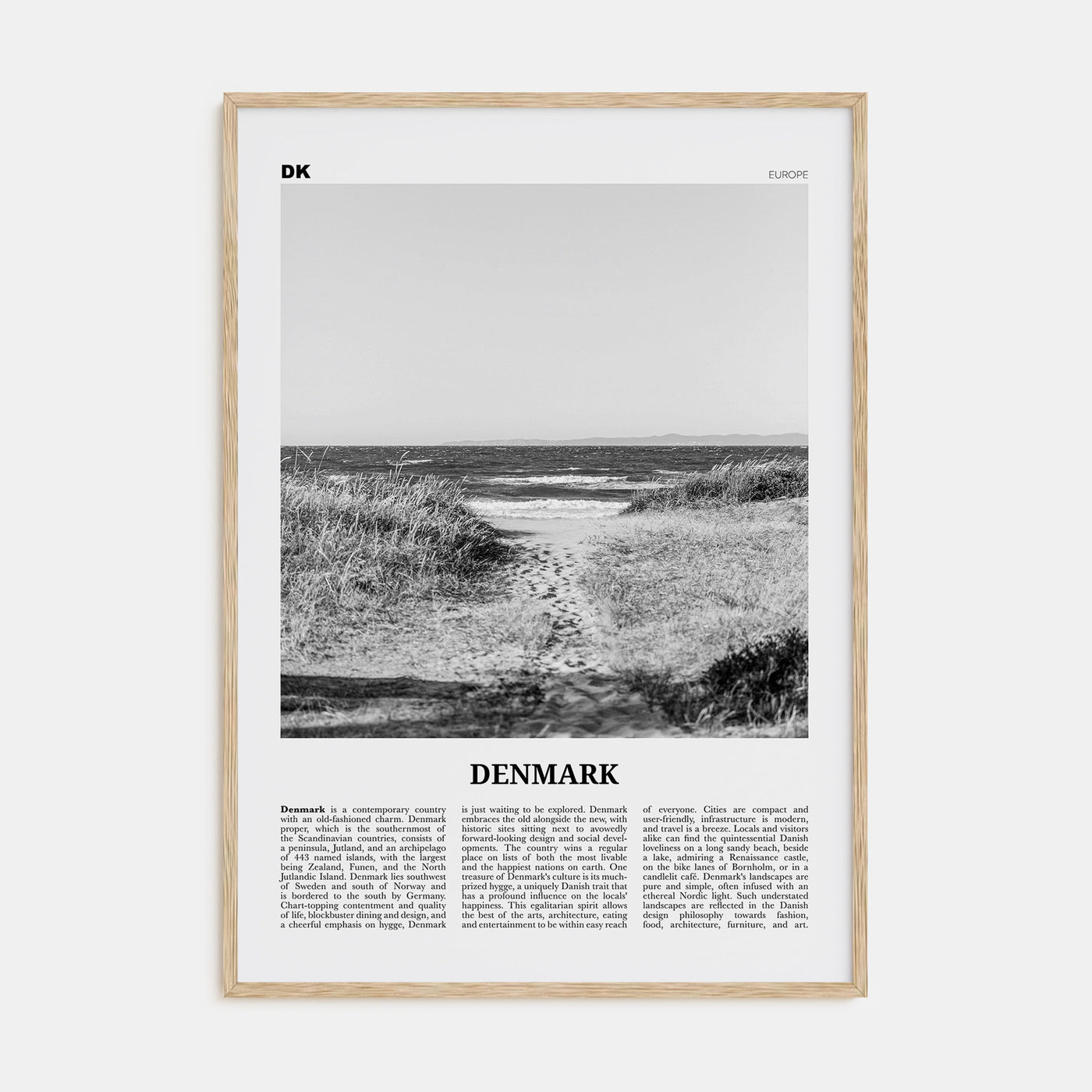 Denmark Travel B&W Poster