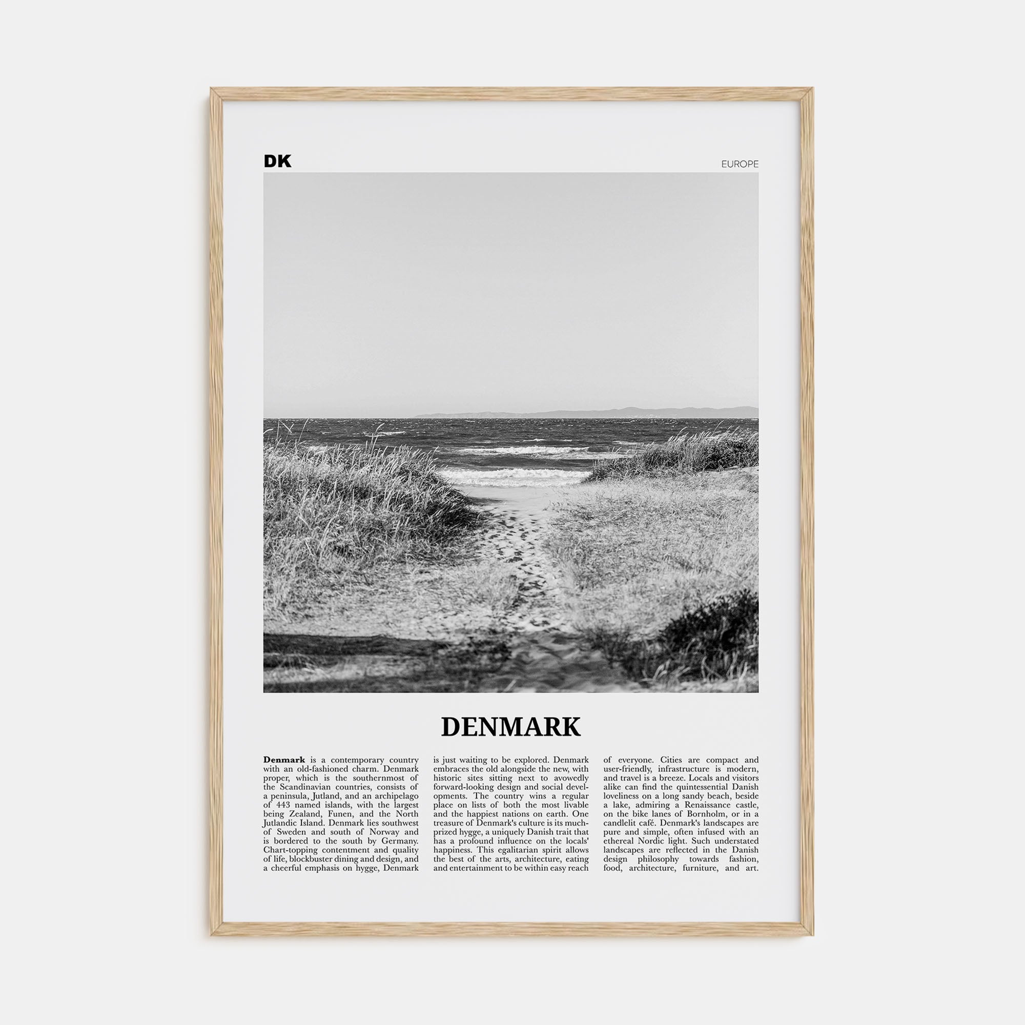 Denmark Travel B&W Poster