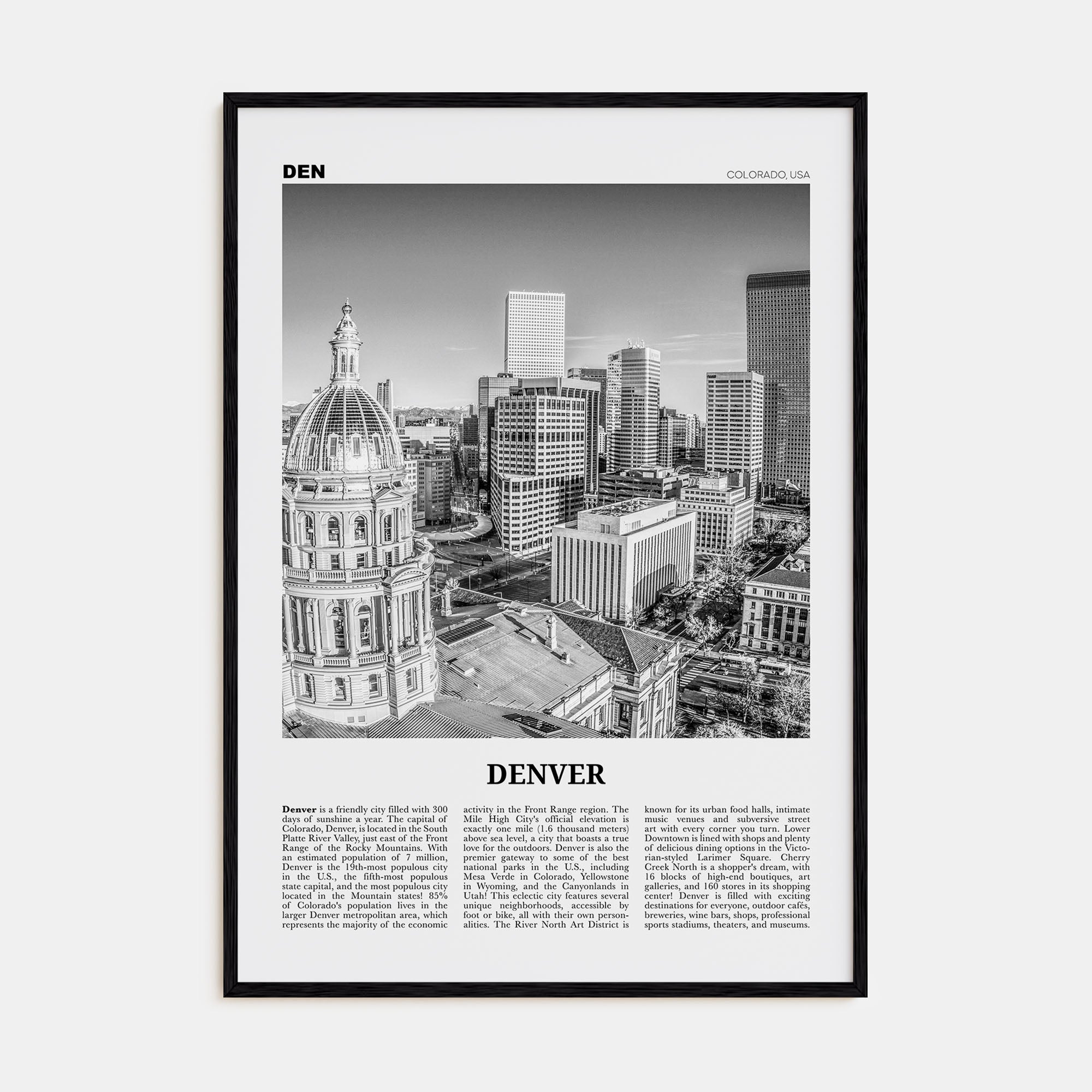 Denver Travel B&W No 2 Poster