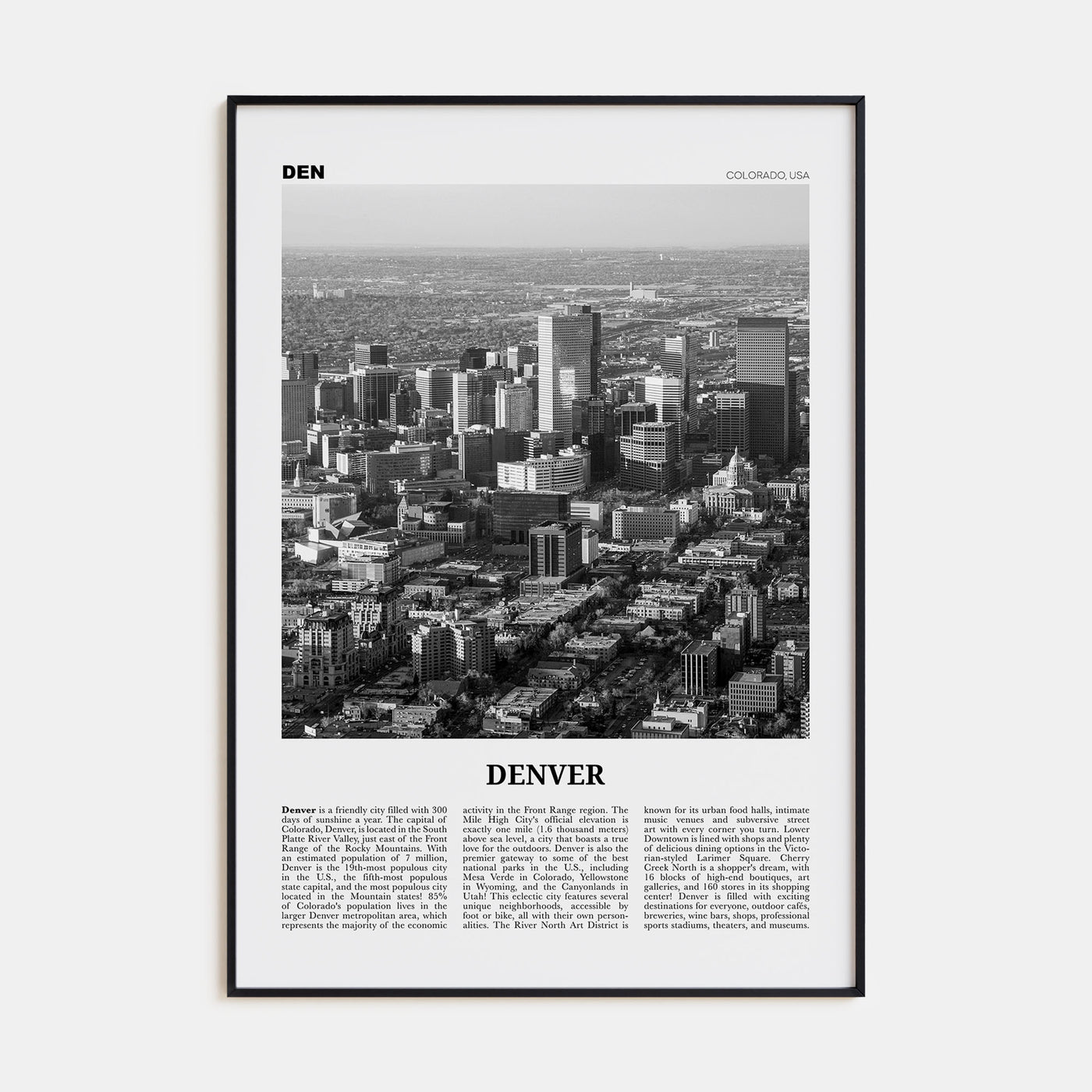 Denver Travel B&W No 3 Poster