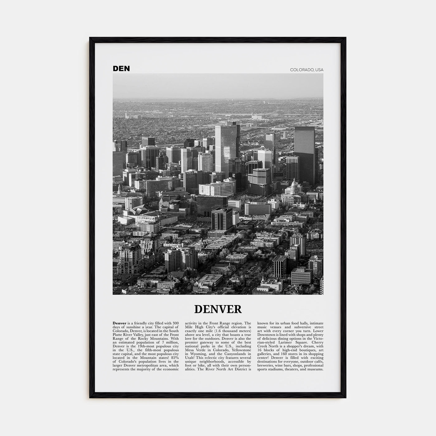 Denver Travel B&W No 3 Poster