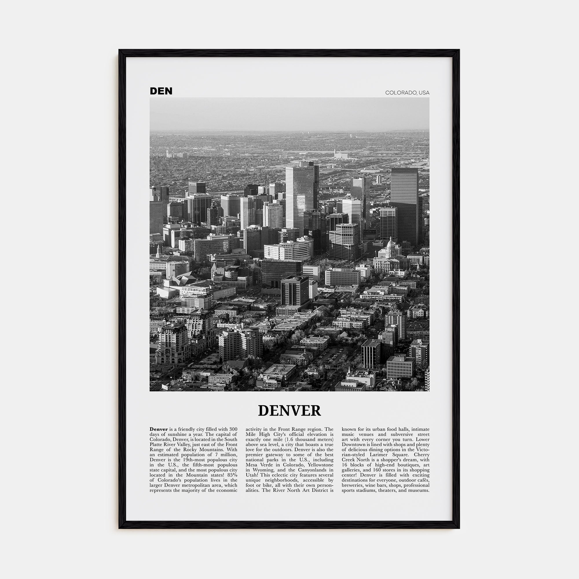 Denver Travel B&W No 3 Poster