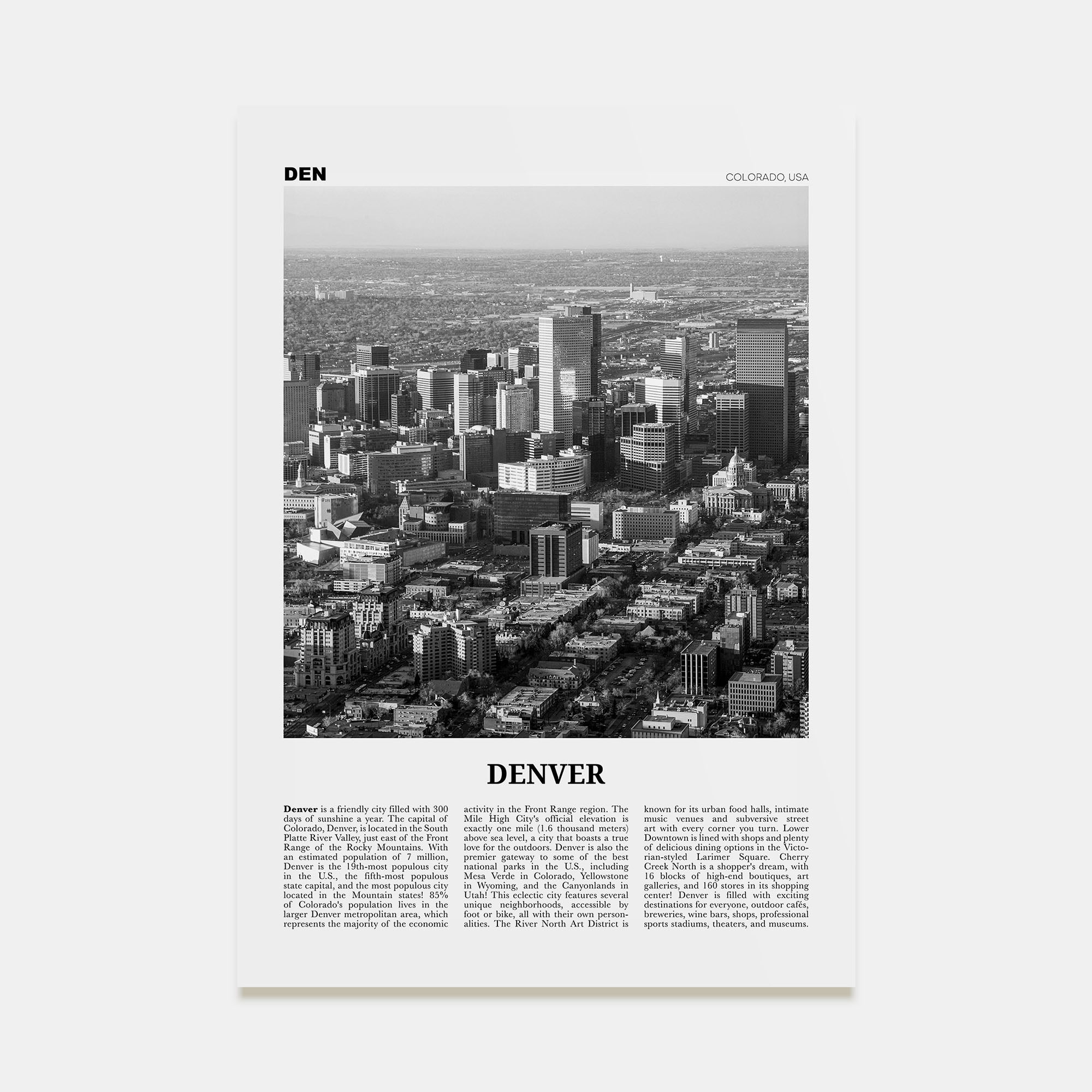 Denver Travel B&W No 3 Poster
