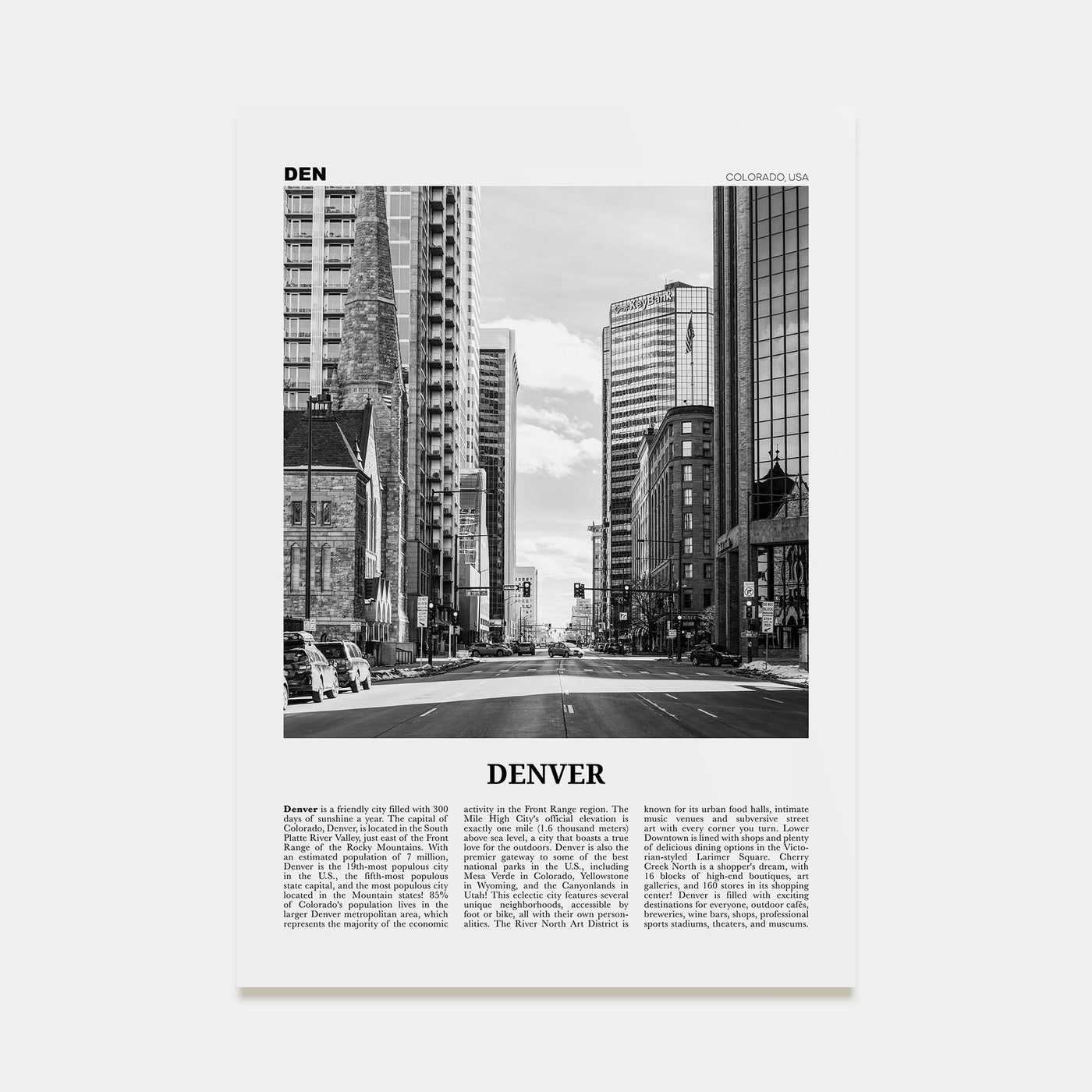 Denver Travel B&W No 4 Poster
