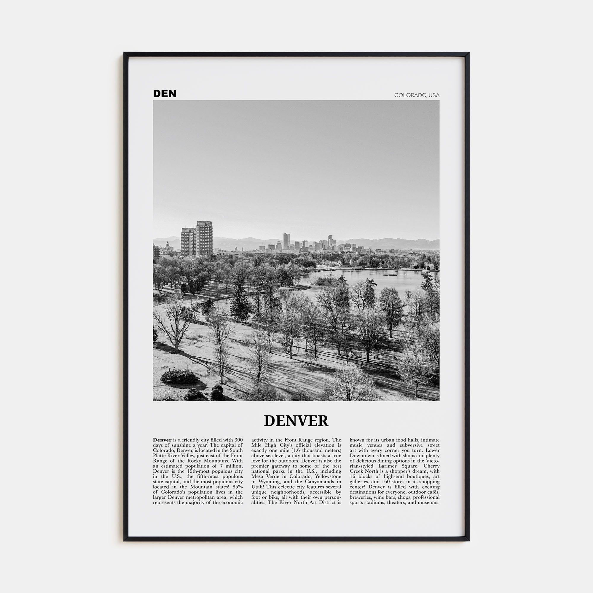 Denver Travel B&W No 5 Poster
