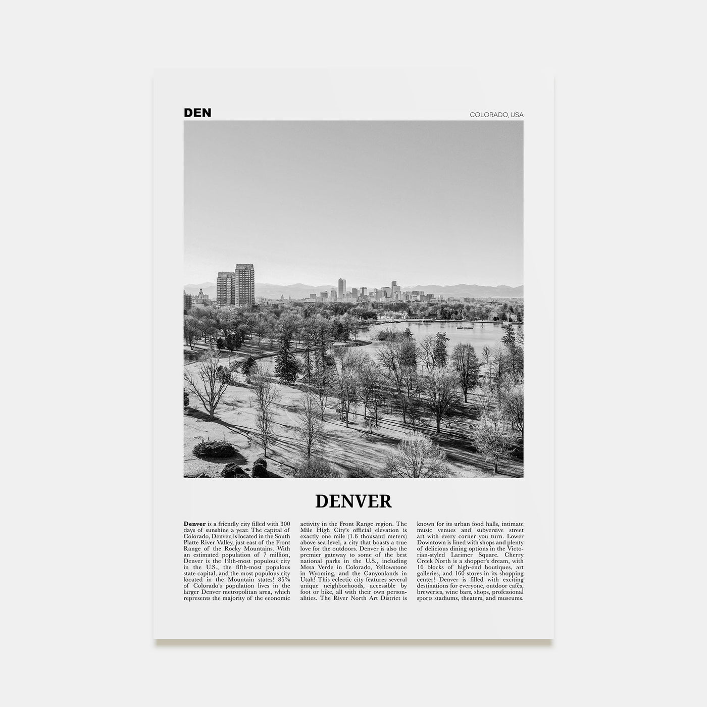 Denver Travel B&W No 5 Poster