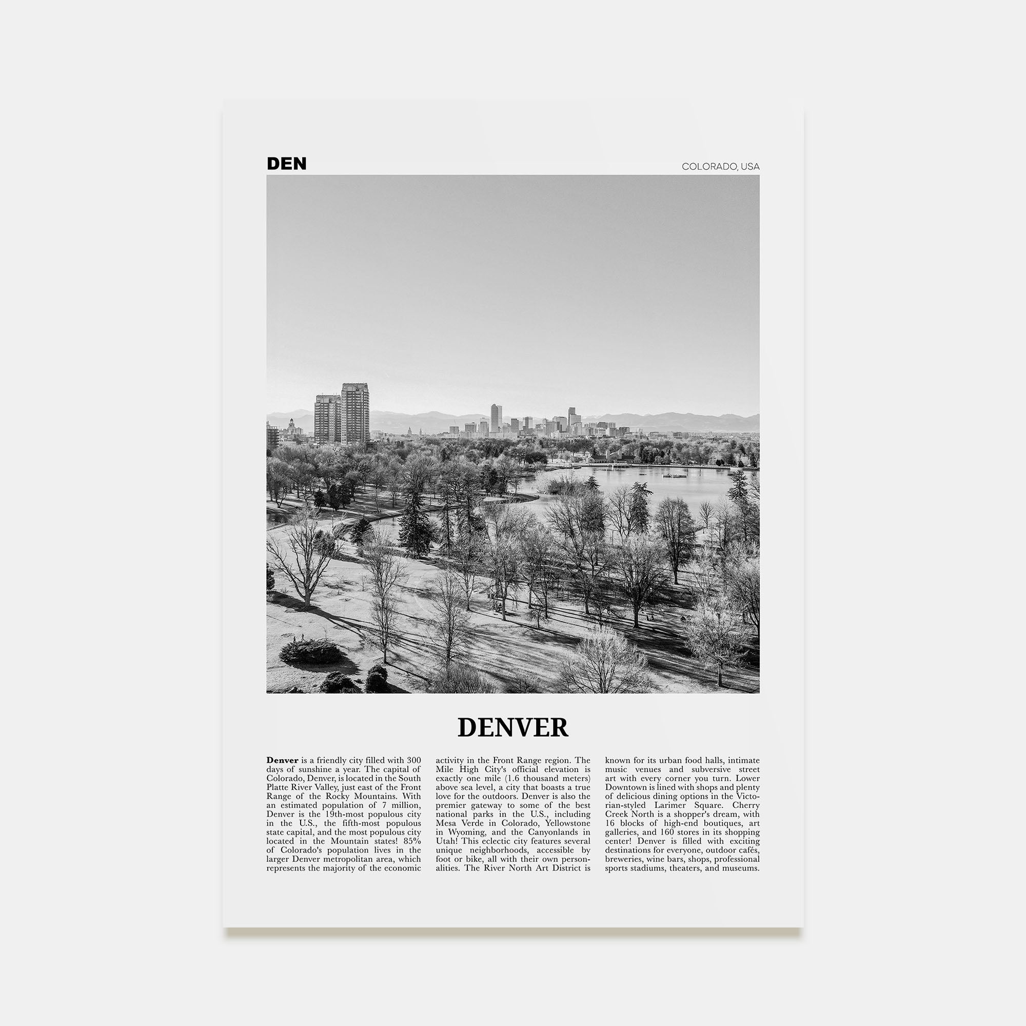 Denver Travel B&W No 5 Poster