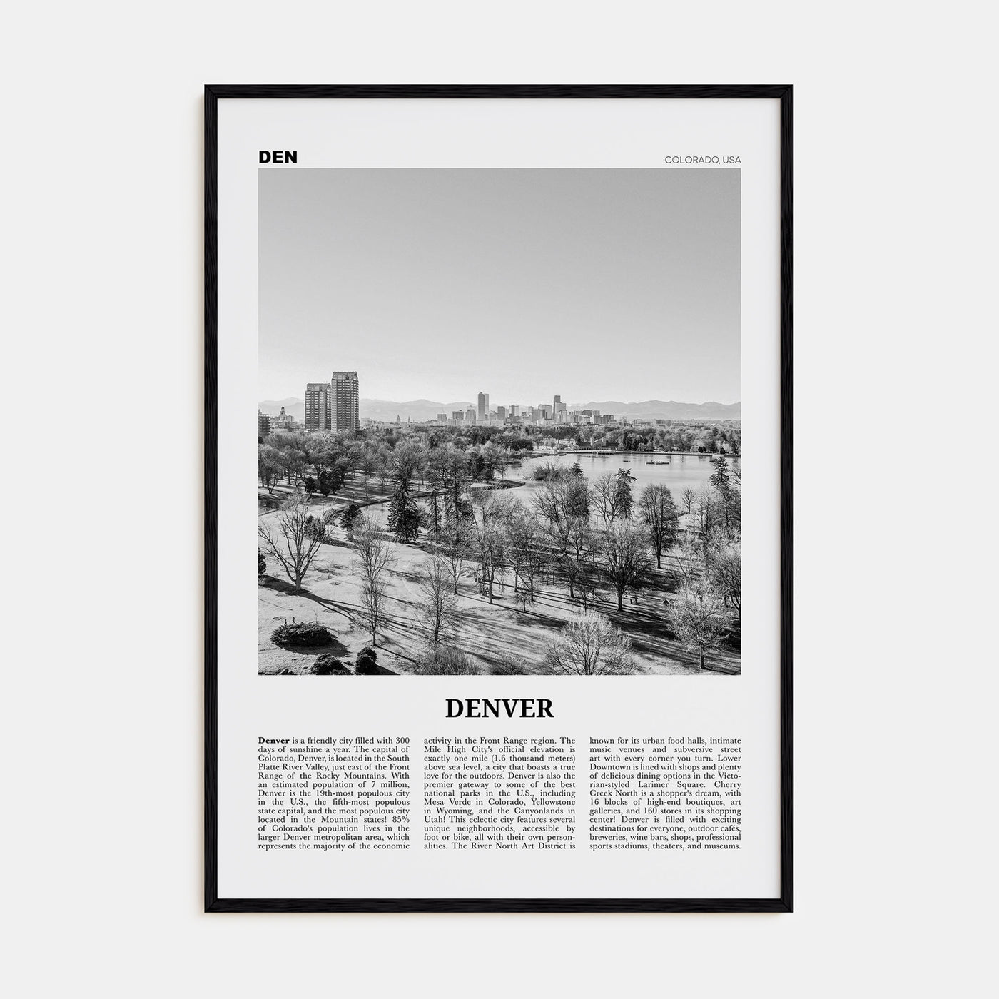 Denver Travel B&W No 5 Poster