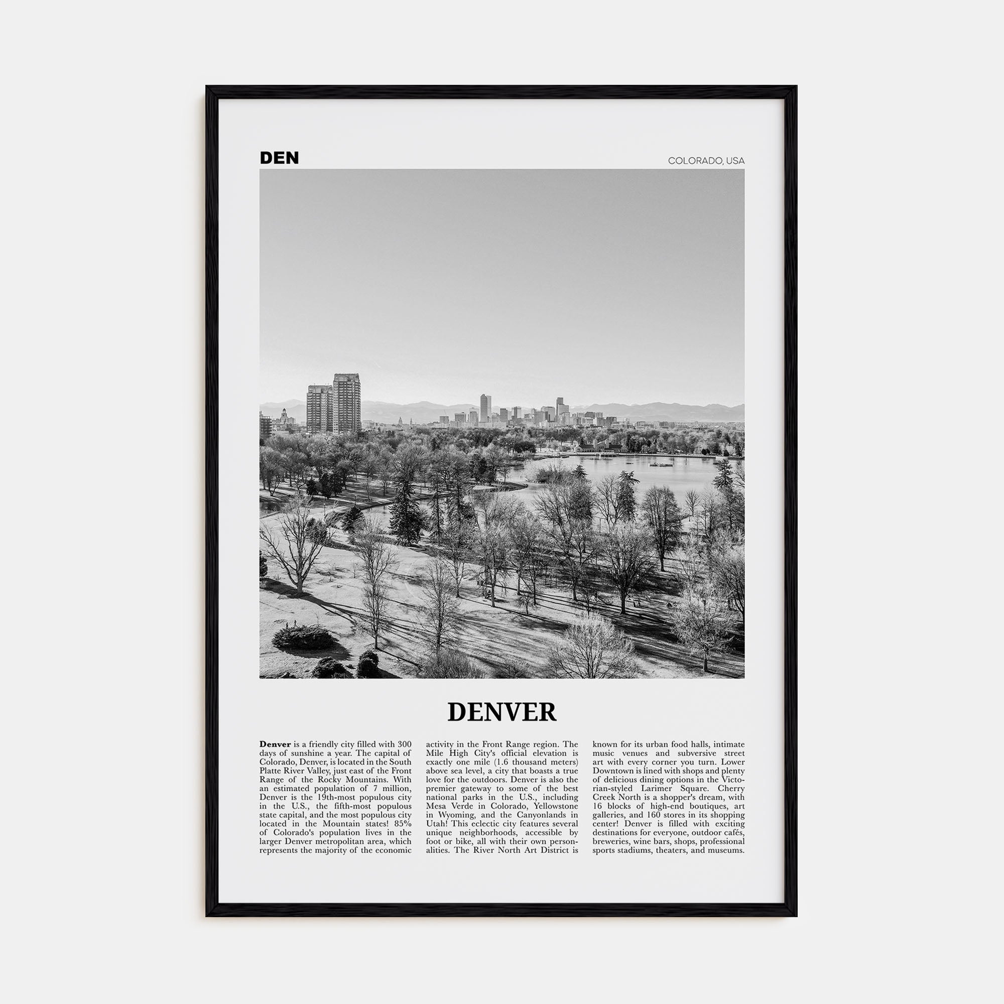 Denver Travel B&W No 5 Poster