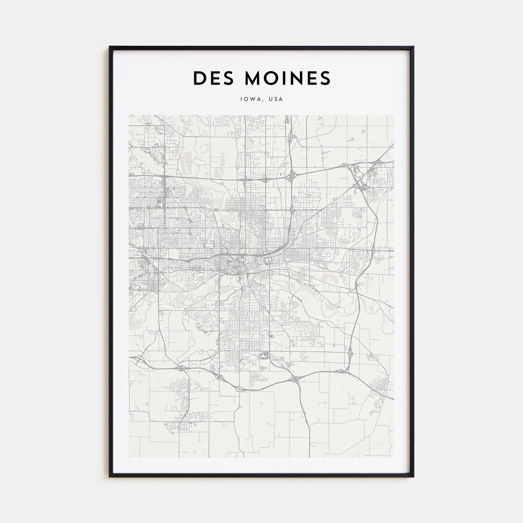 Des Moines Map Portrait Poster