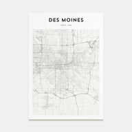 Des Moines Map Portrait Poster