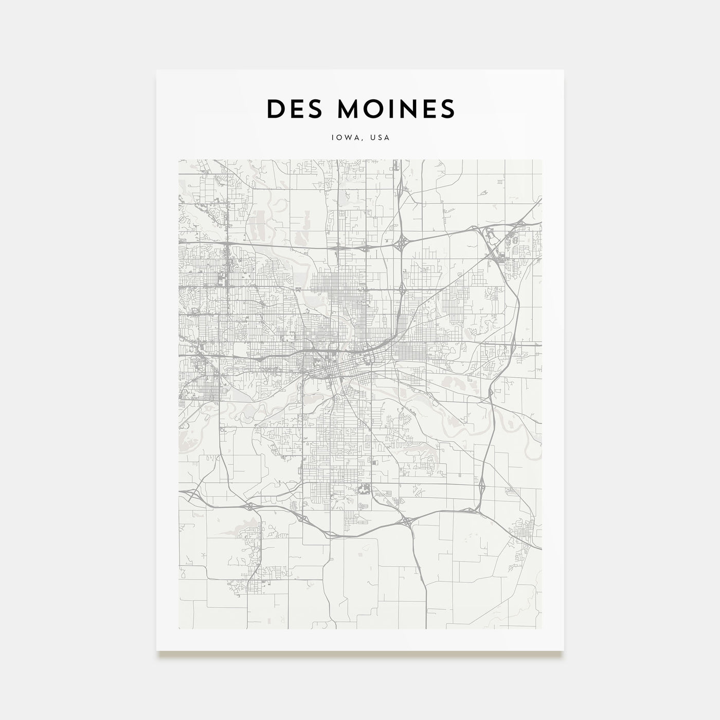 Des Moines Map Portrait Poster