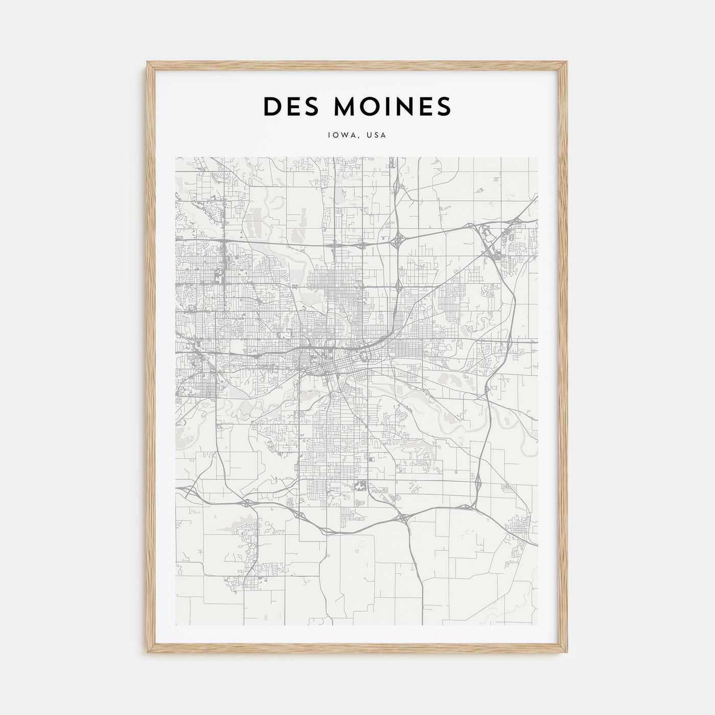 Des Moines Map Portrait Poster