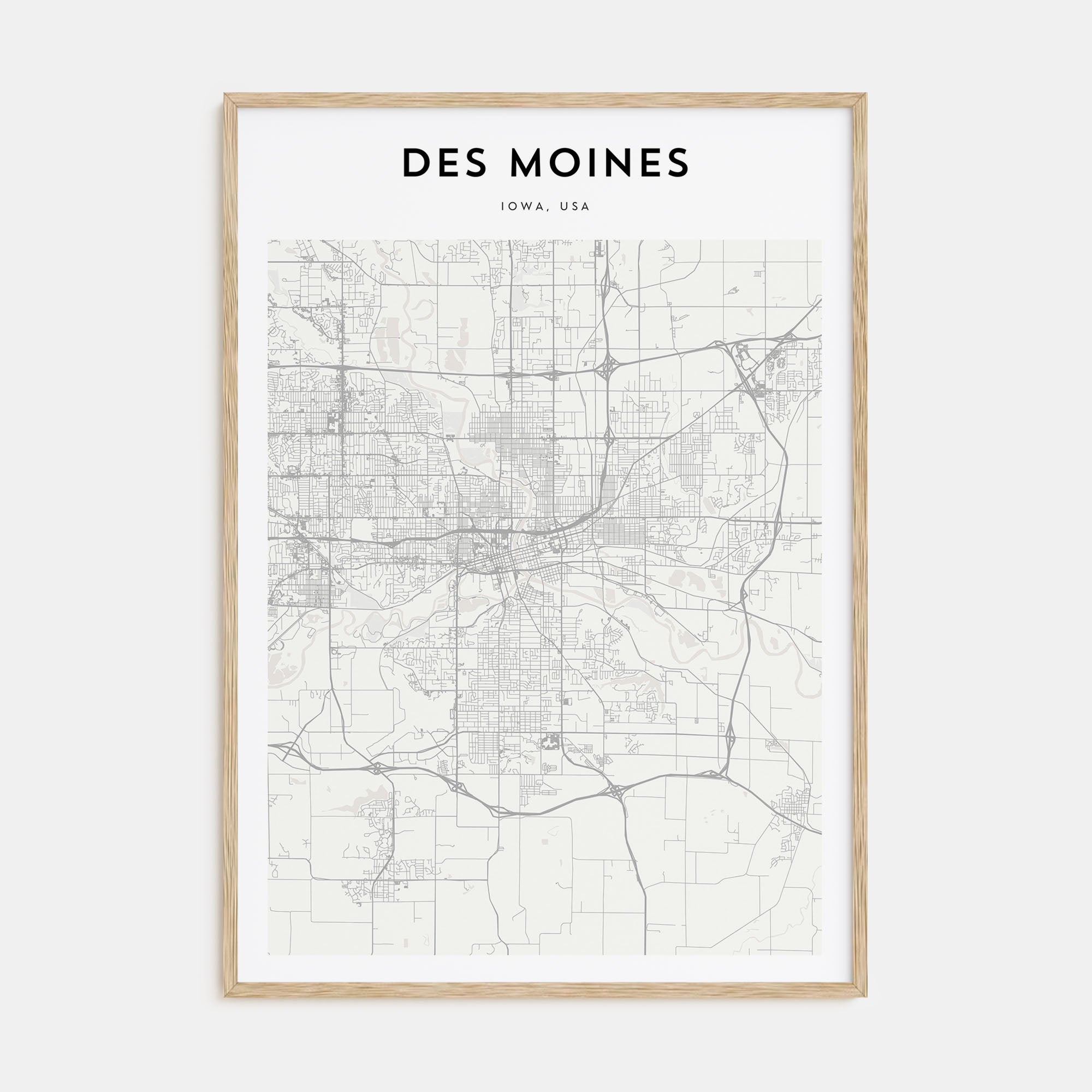 Des Moines Map Portrait Poster