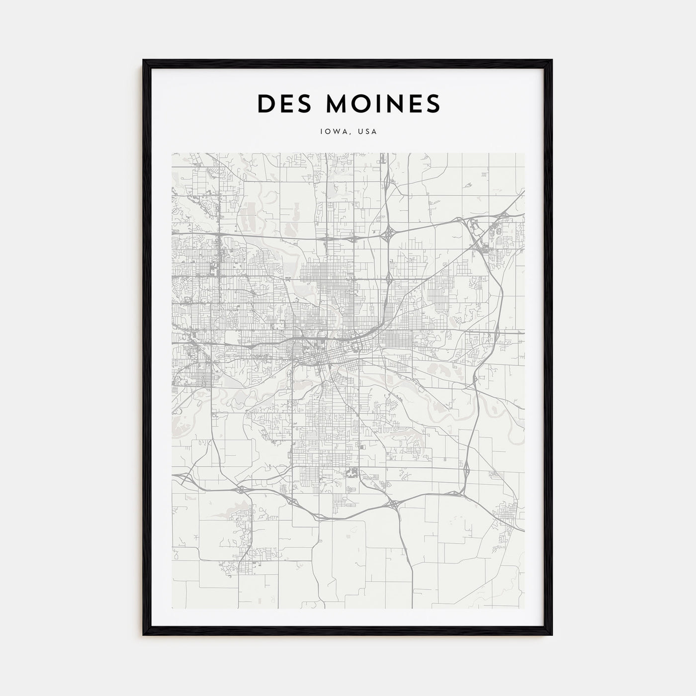 Des Moines Map Portrait Poster