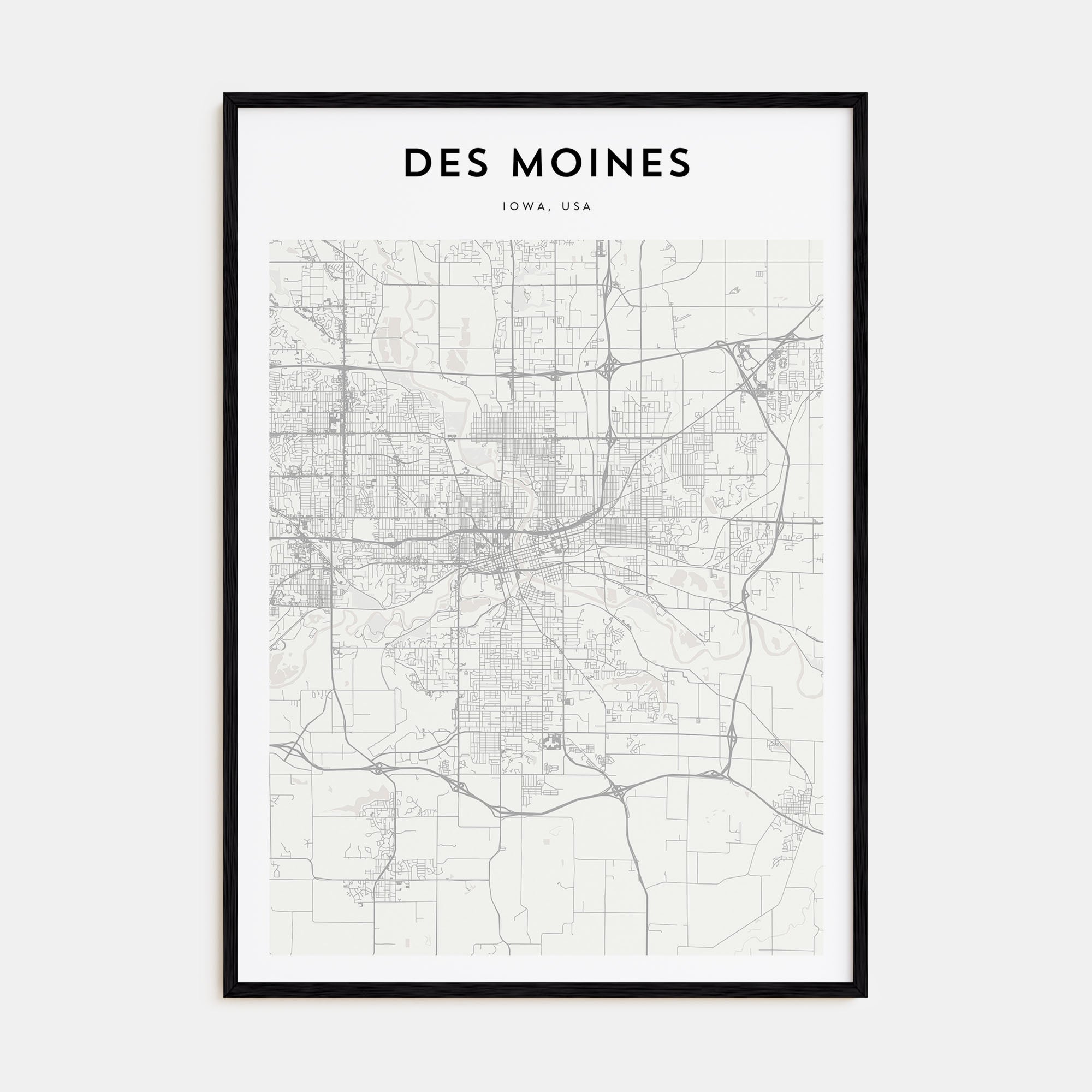Des Moines Map Portrait Poster