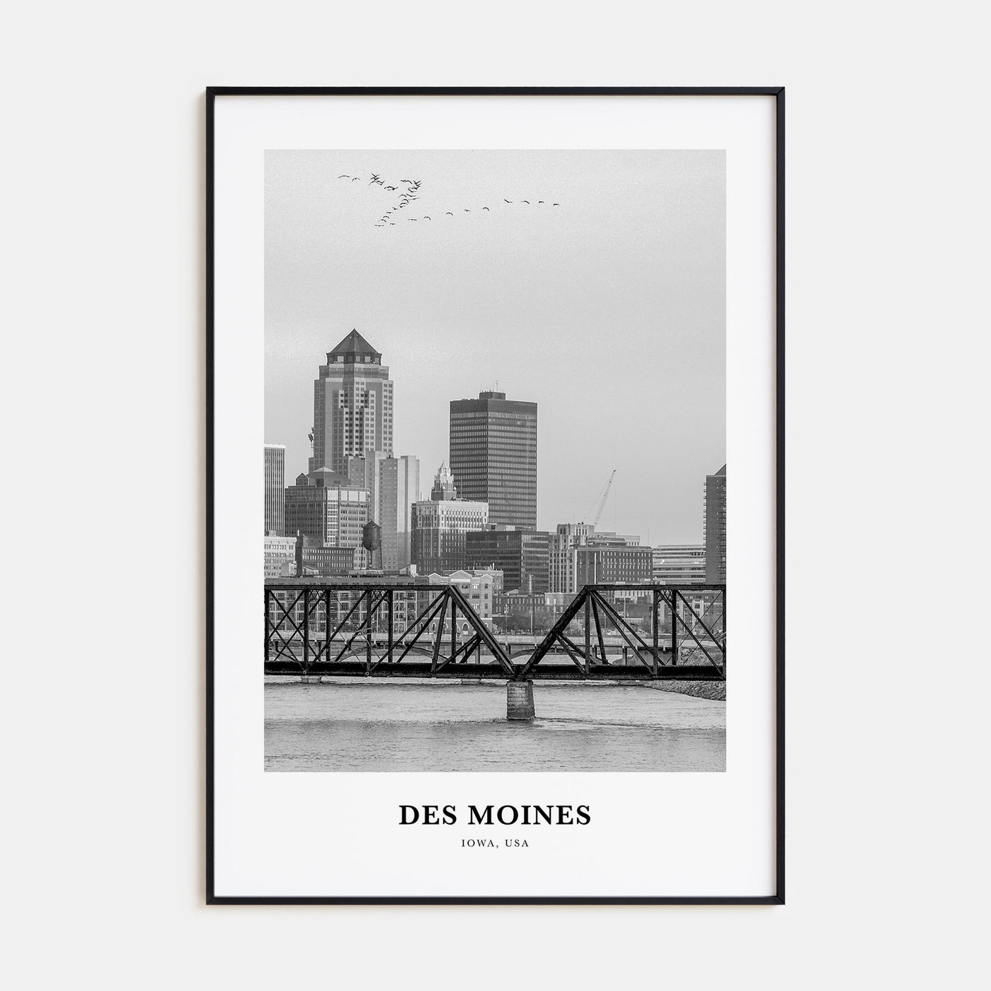 Des Moines Portrait B&W No 1 Poster