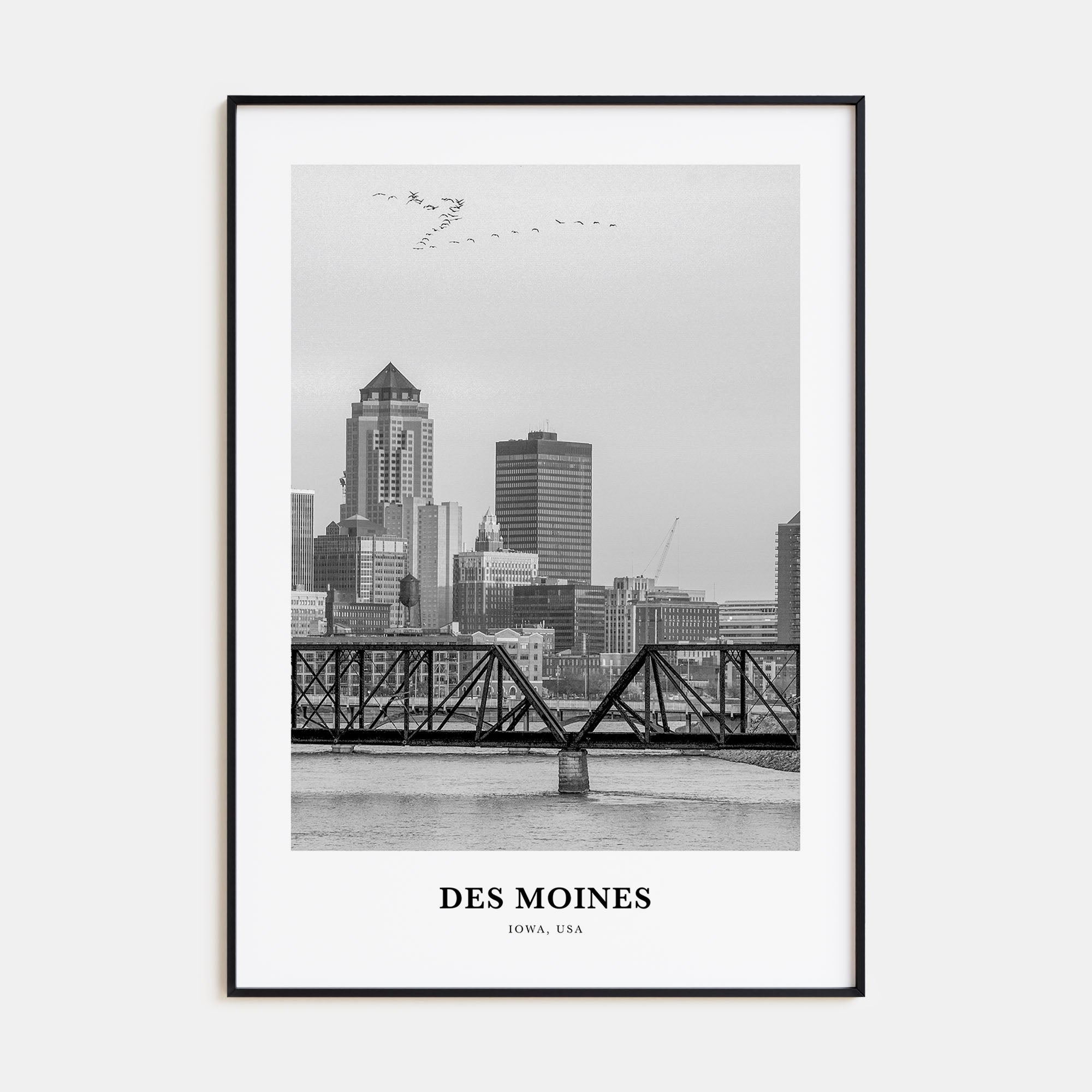 Des Moines Portrait B&W No 1 Poster