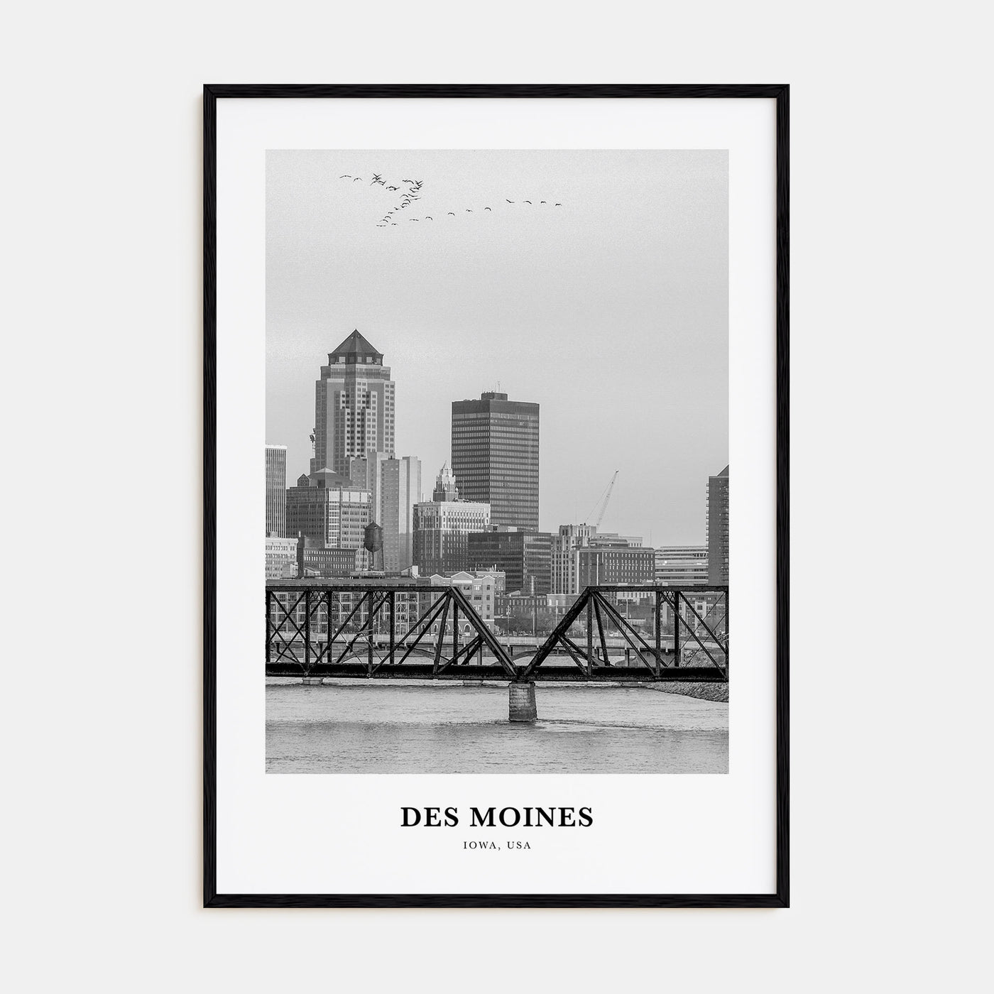 Des Moines Portrait B&W No 1 Poster