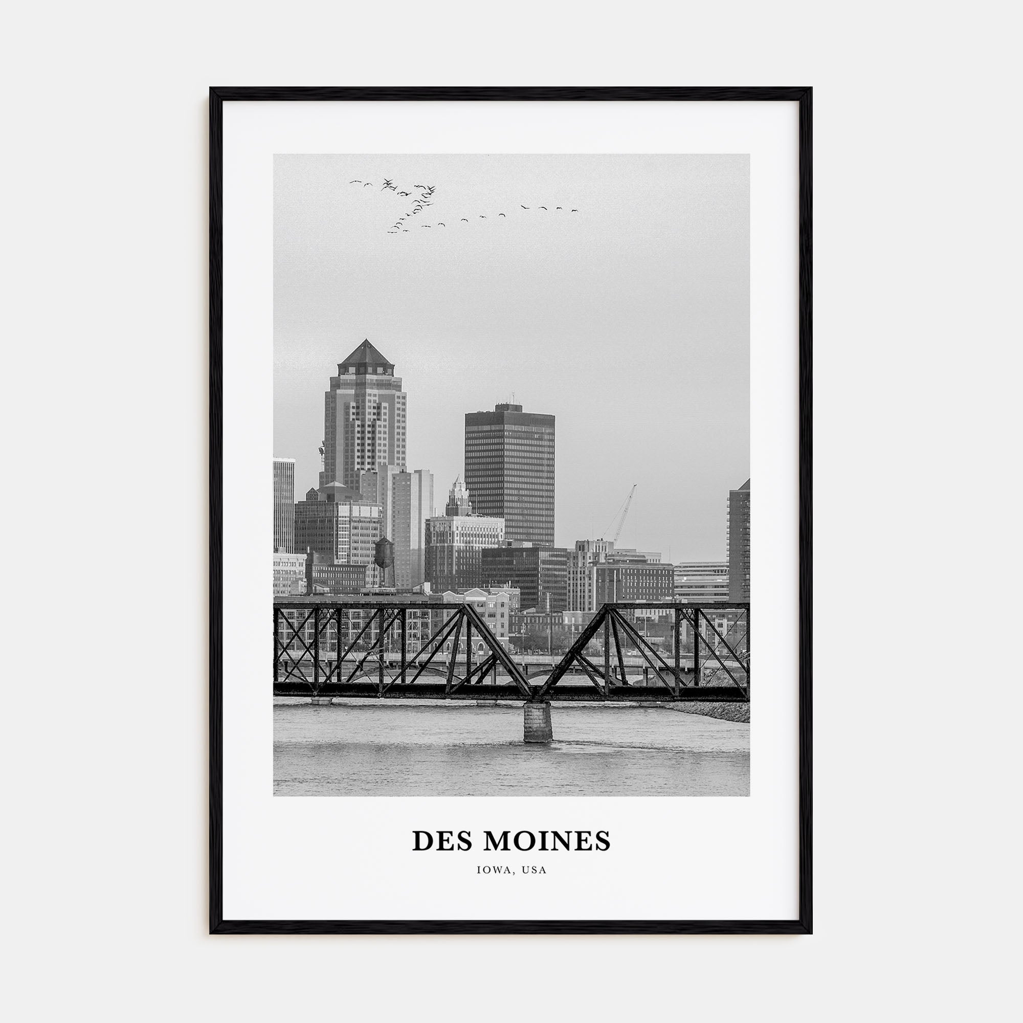 Des Moines Portrait B&W No 1 Poster