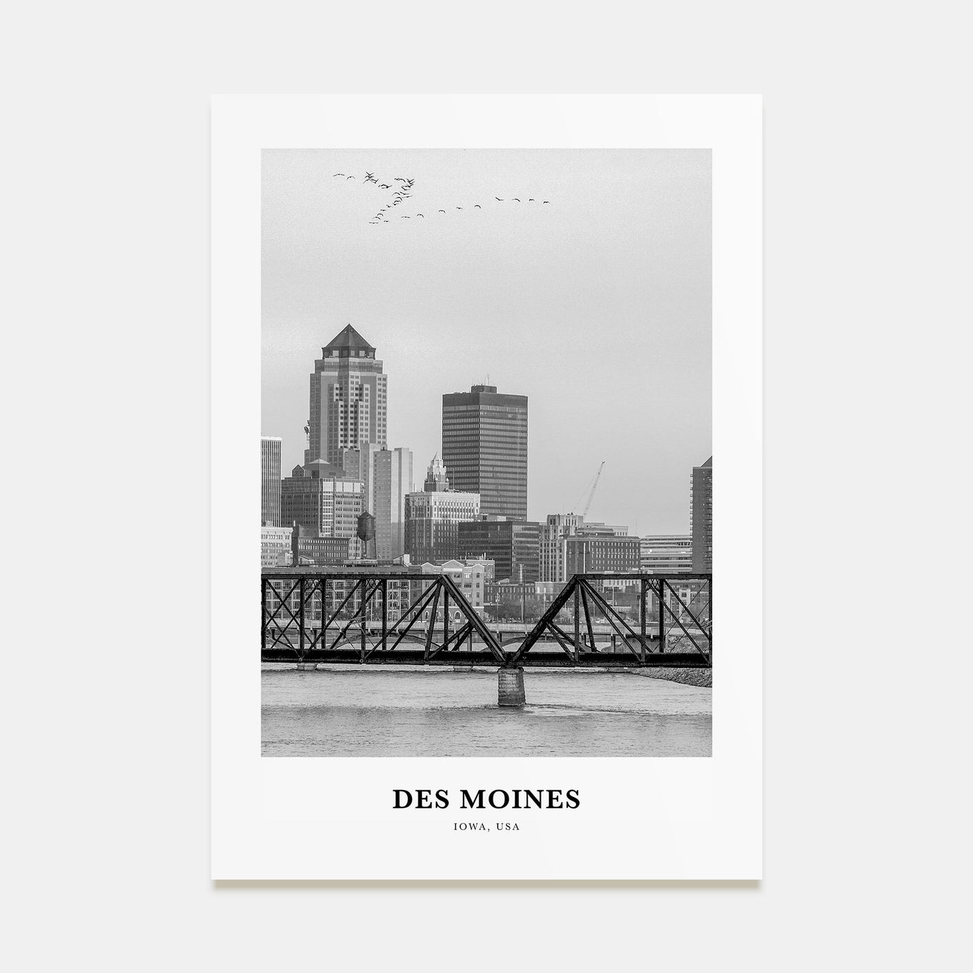 Des Moines Portrait B&W No 1 Poster